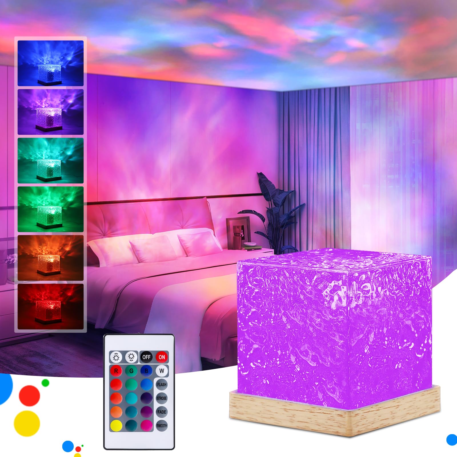 JIAWEN Galaxy Projector Light, Star Projector Night Light with 16 Colors, 30 Lighting Modes Ocean Wave Galaxy Light Projector fo