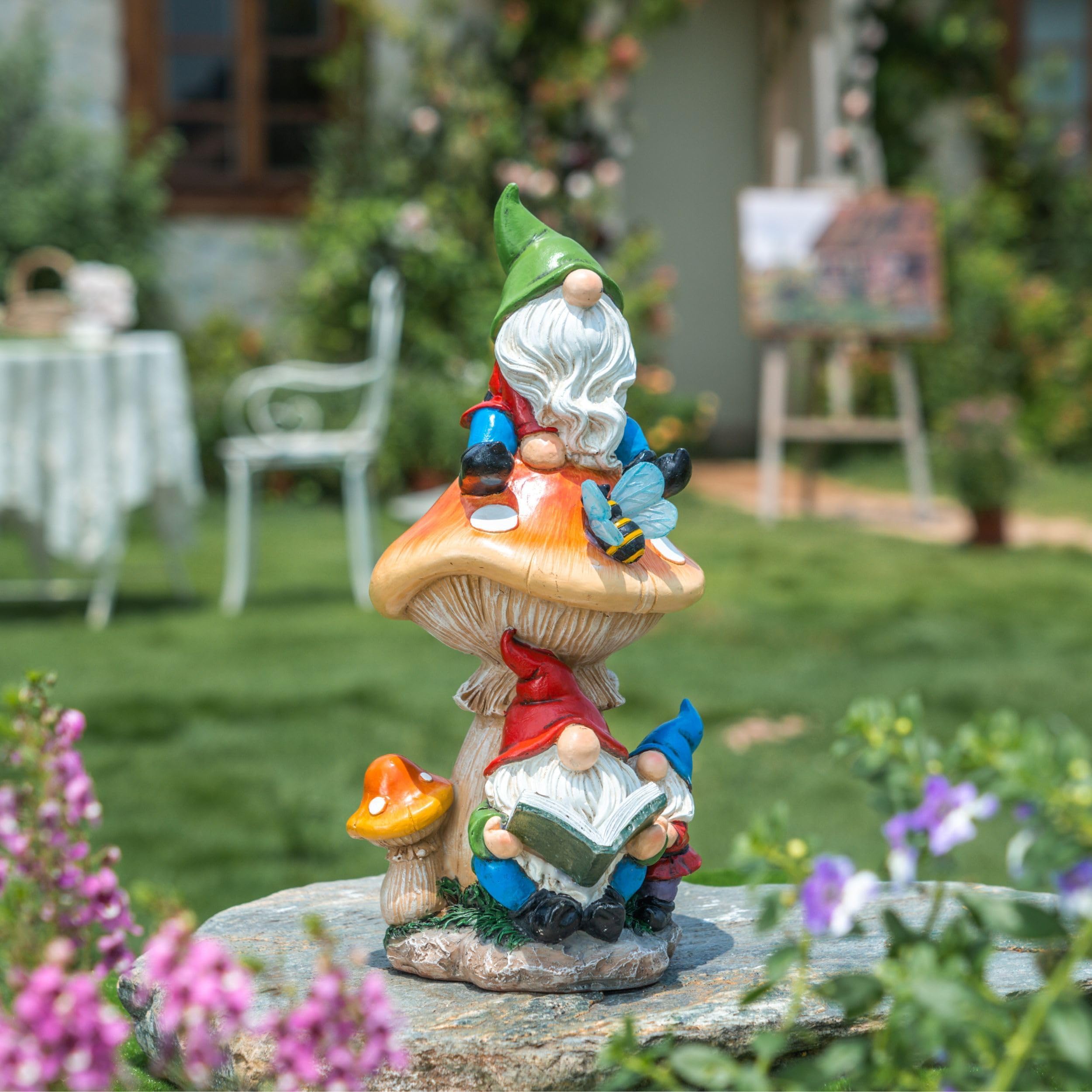 Teresa'S Collections Garden Gnome Statue With Solar Light - 12.6&quot; Resin Outdoor Décor