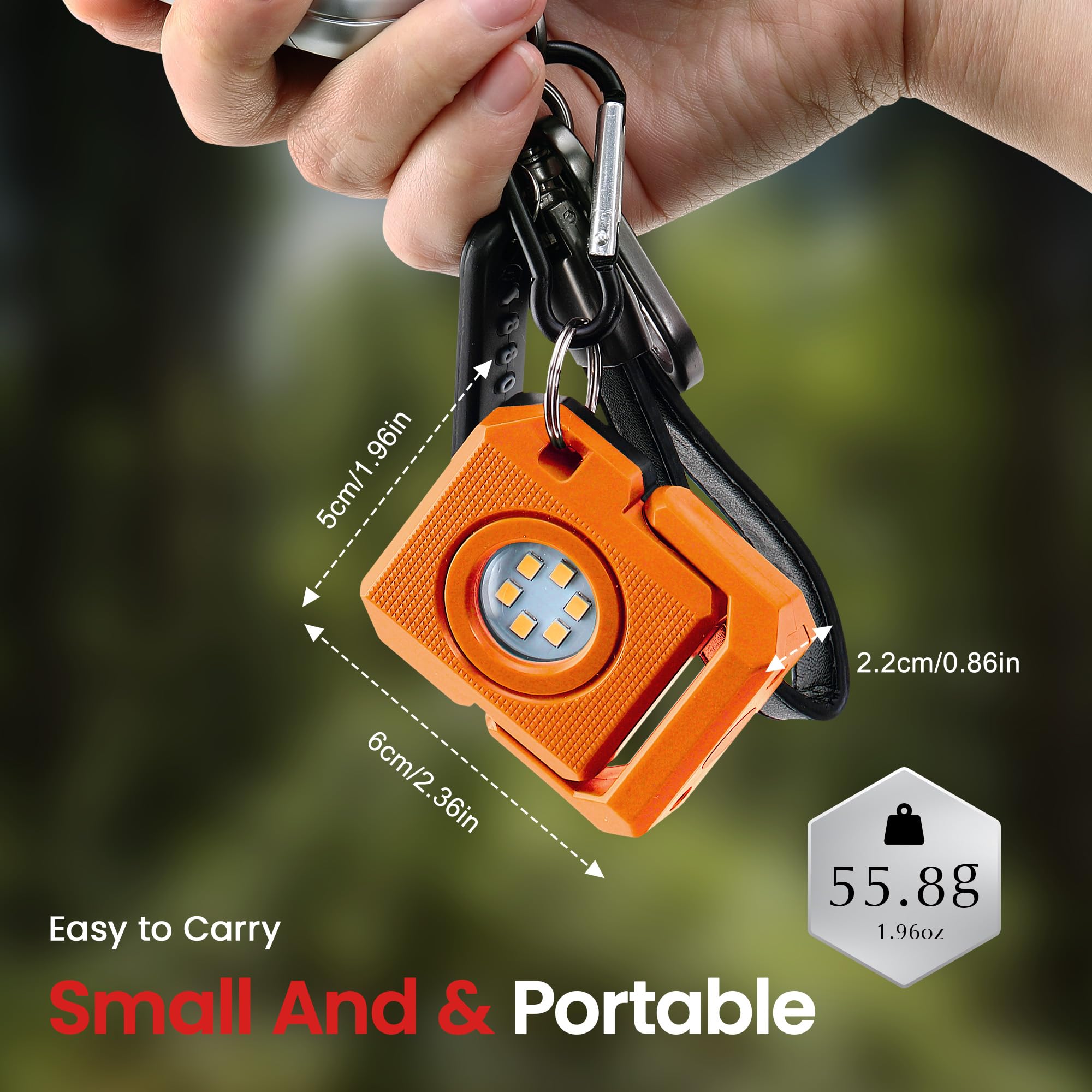 LAIMITTOS Mini Keychain Flashlight, 500 Lumens, Rechargeable, 4 Light Modes, Magnetic, Black & Orange