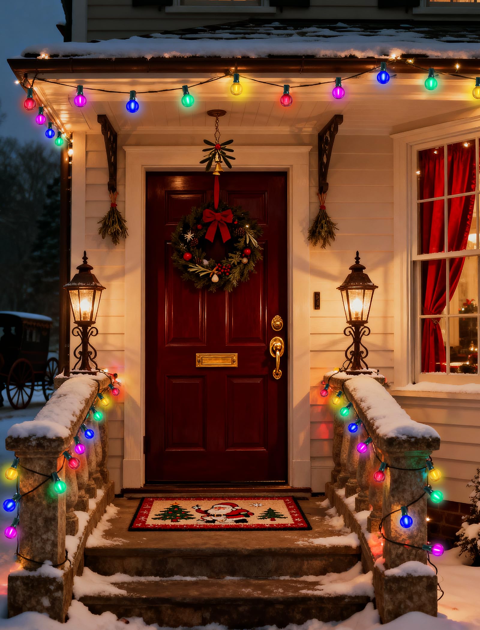 Xingzd 25Ft Led Christmas Outdoor String Lights  G40 Globe Lights With 27 0.6W Multicolor Bulbs  Vintage Christmas Lights For Holiday Party Backyard Wedding Garden Patio Porch Decor  Green Wire