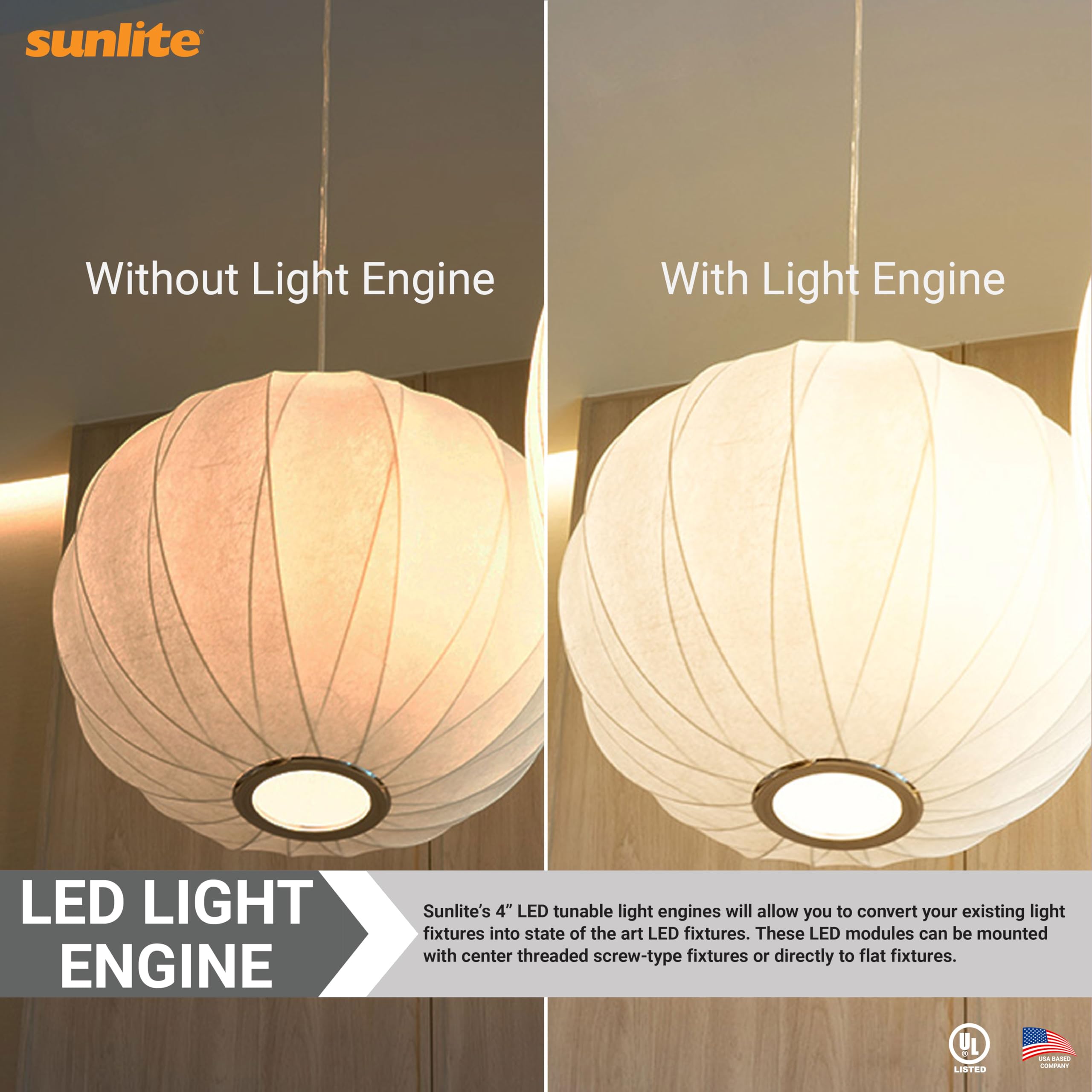Sunlite Color Temperature Selectable Led Light Engine, 4-Inch, 17 Watts (80W=), 1050 Lumens, 27K/30K/40K/50K Cct, Dimmable, 25,0