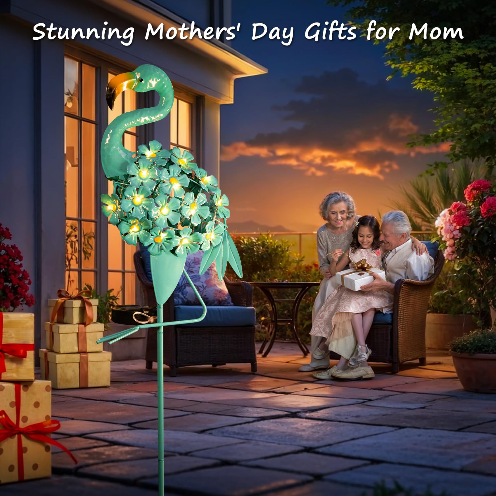 Homeimpro Flamingo Solar Garden Lights Yard Decorations Outdoor Garden Gifts For Women Men Lawn Ornaments For Yard Decor Birthda