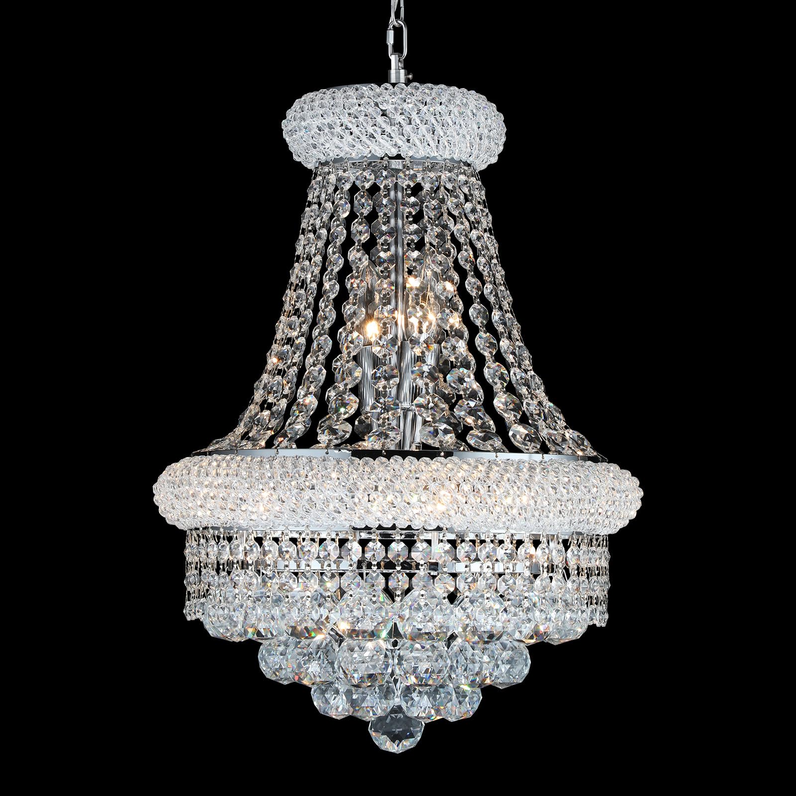 Crystal Chandeliers For Dining Room Light Fixtures Over Table  Empire Style K9 Crystal Chandelier For Living Room  6 Lights Chrome stylish Lighting Fixtures For Bedroom Kitchen Island Entryway D15 Inch