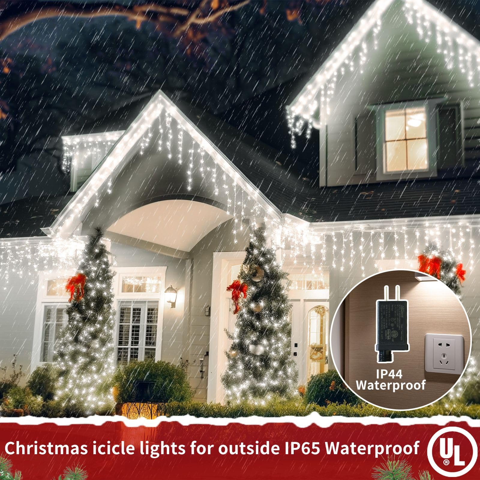 Ryblgled Icicle Christmas Lights For Outside - 65Ft 506 Led Plug-In Icicle String Lights Outdoor Decorations With Remote,Waterpr