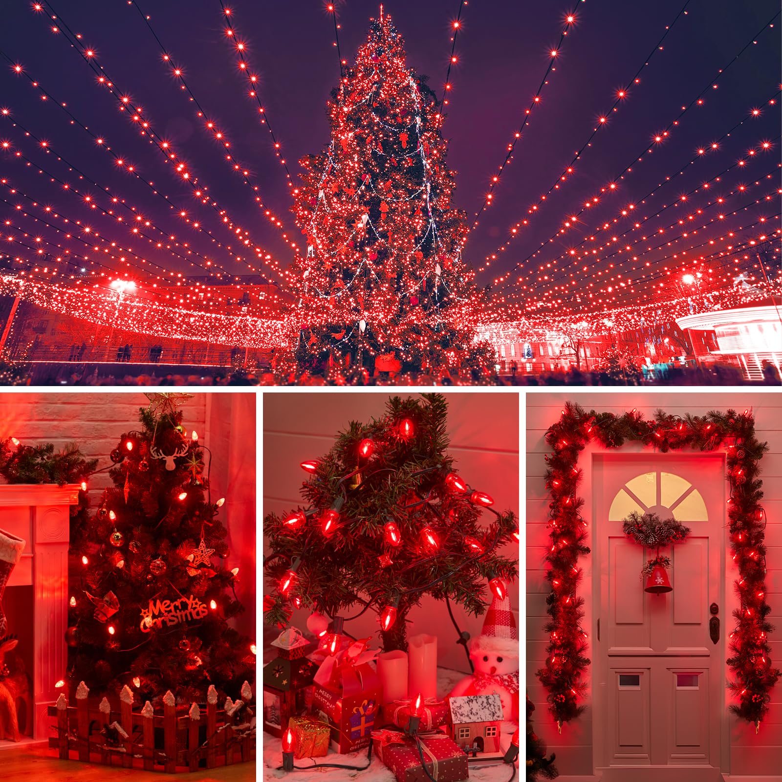 25 Pack Red C7 Led Christmas Light Bulbs  Waterproof Replacement Bulbs For Outdoor Indoor Christmas String Lights  E12 Candelabra Base  Commercial Grade Holiday Bulbs For Decor Lighting