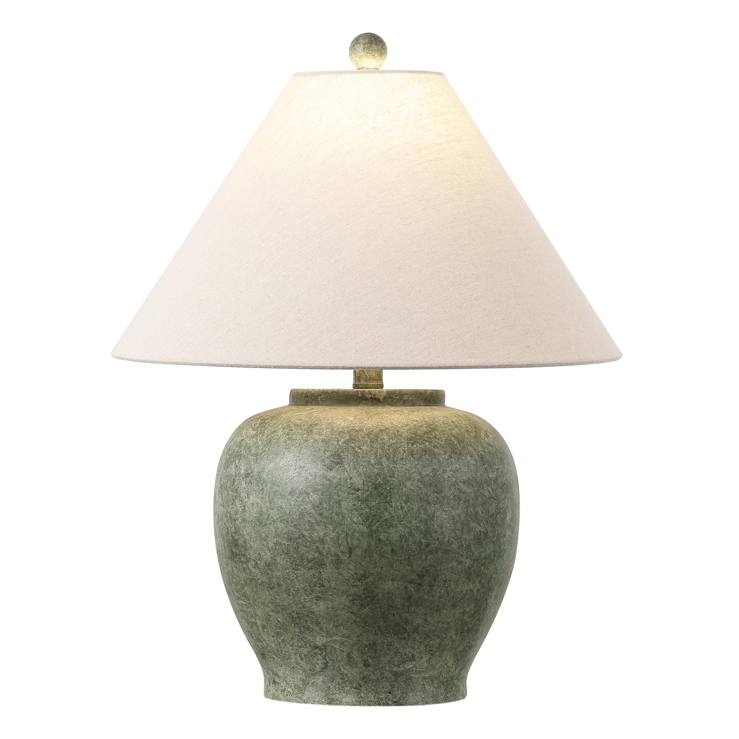SAFAVIEH Lighting - Dylan 22-Inch Resin Table Lamp - Antique Green - Rustic Farmhouse Sculpted Body Design - Ideal for Living Ro