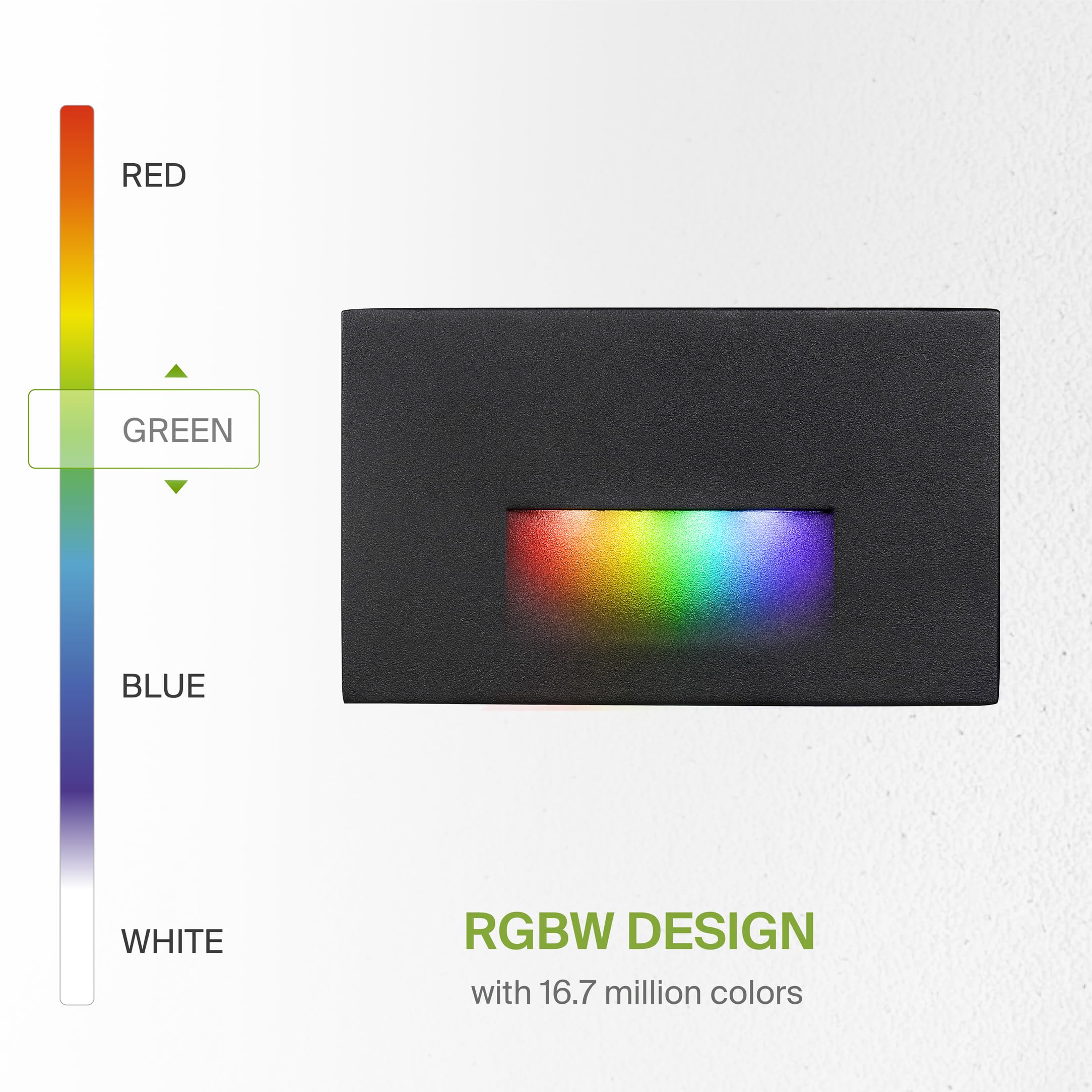 ASD LED Recessed Step Light Fixture | 3W 60LM RGB-2700K-6500K | Black, 6 Pack, Durable Aluminum, Indoor-Outdoor, ETL