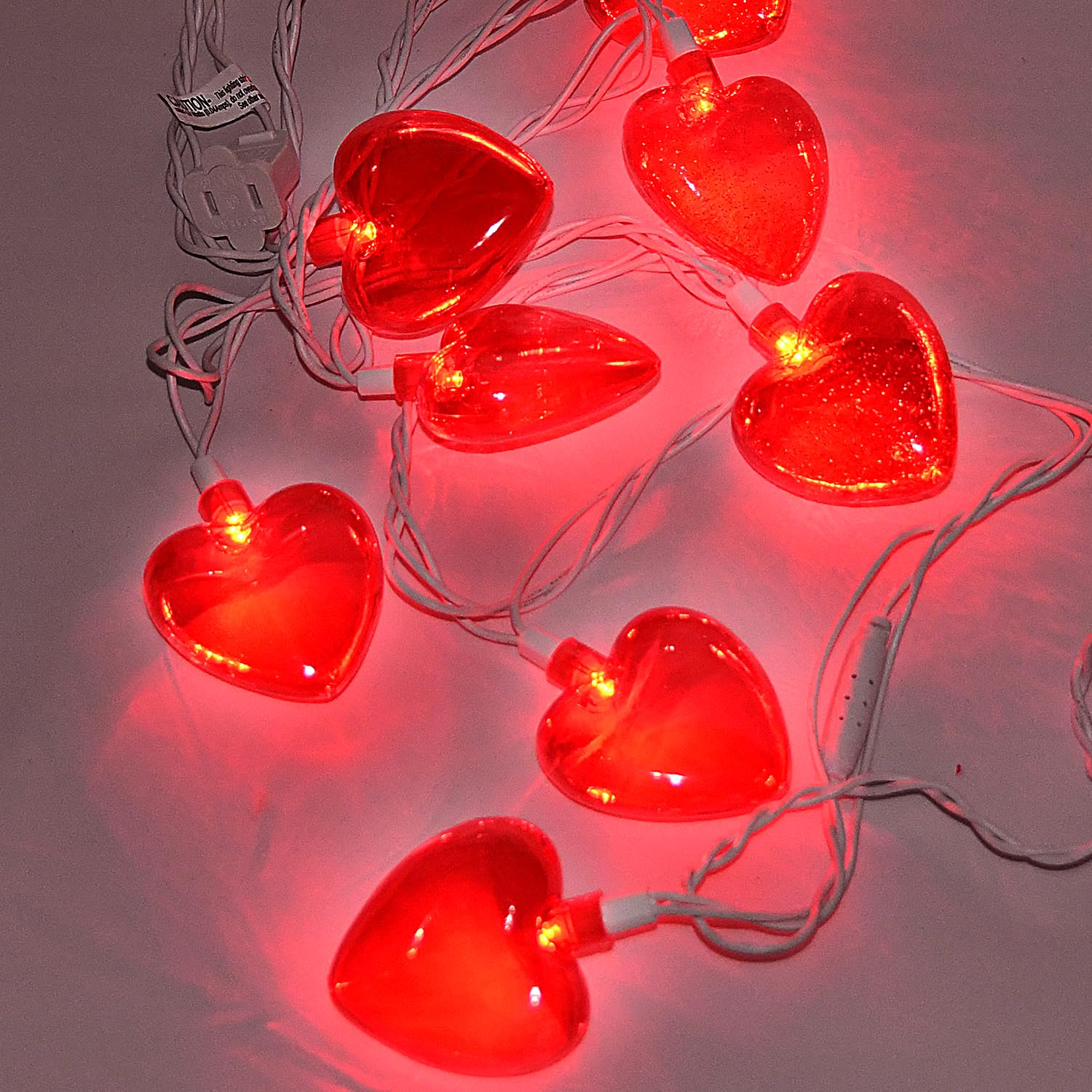 PASUTO Red Heart String Lights, 10 LED, 8.5Ft, Connectable Fairy Lights for Valentines Day, Wedding Decor, Model LR-LED-L-10E/1F-D61