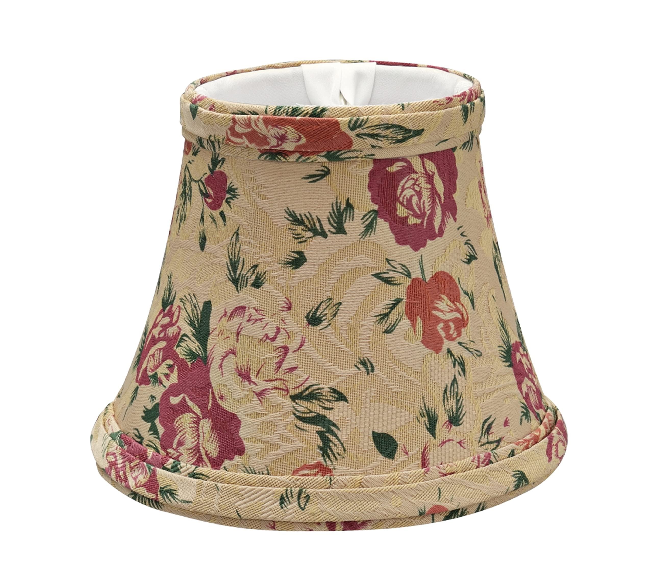 Aspen Creative 30005-2A, Bell Clip-On Chandelier Lamp Shade, Floral Print, 3" Top X 5" Bottom X 4" Slant Height, Set Of 2
