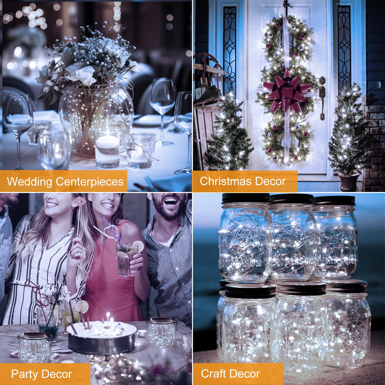 btfarm LED Fairy Lights 50 Pack, 7FT Mini String Lights, Cool White, Battery Operated, 3 Modes for Christmas Wedding Party