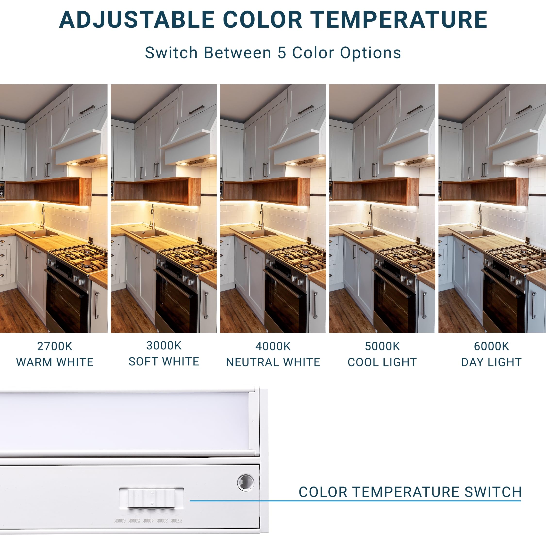Parmida LED Swivel Under Cabinet Light, 32" Dimmable, 18W, 3CCT Color Selectable, White, Model PLED-UCS32-3CCTW