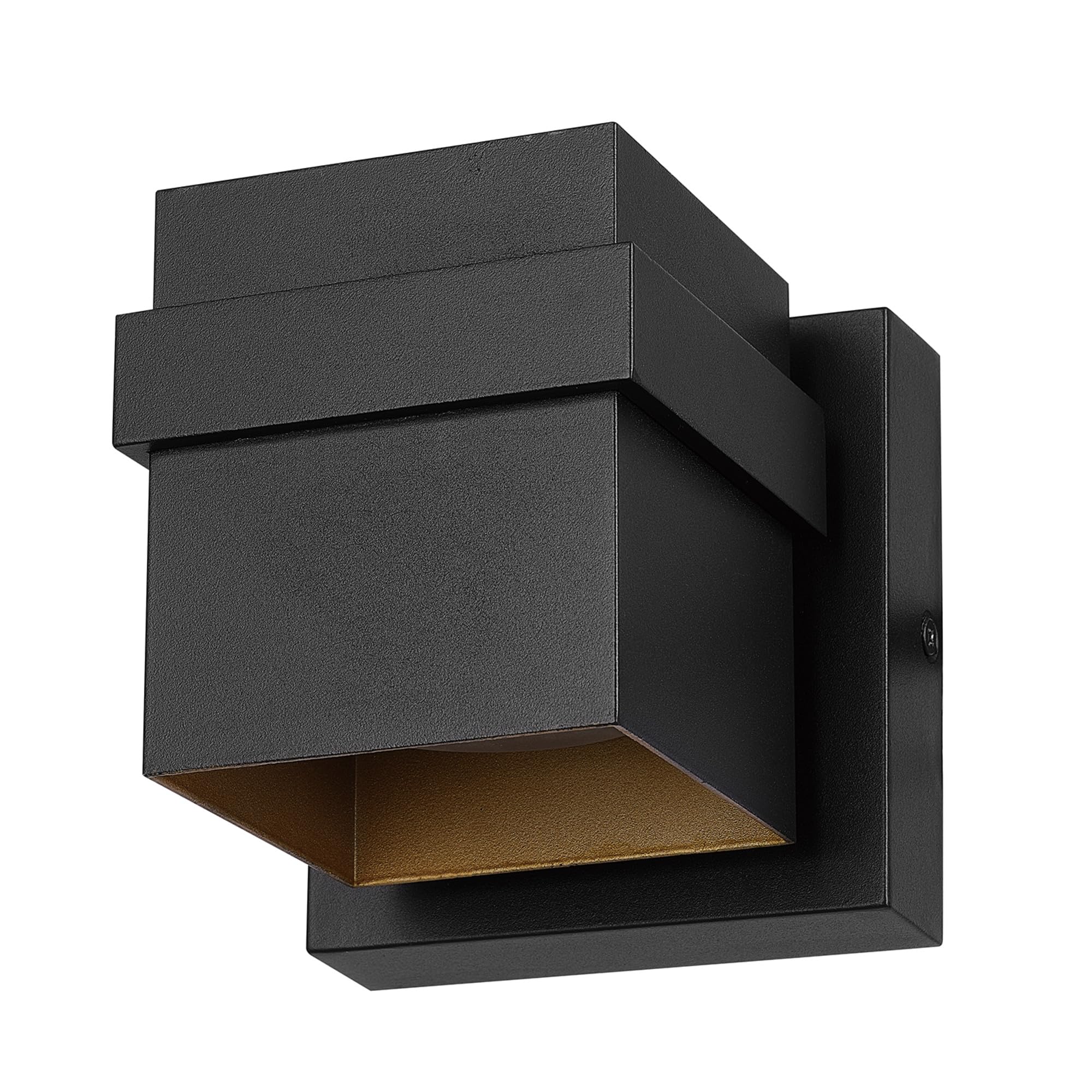 Globe Electric 11.5W LED Outdoor Wall Sconce, Matte Black with Gold Accent, 400 Lumens, Model 60000022