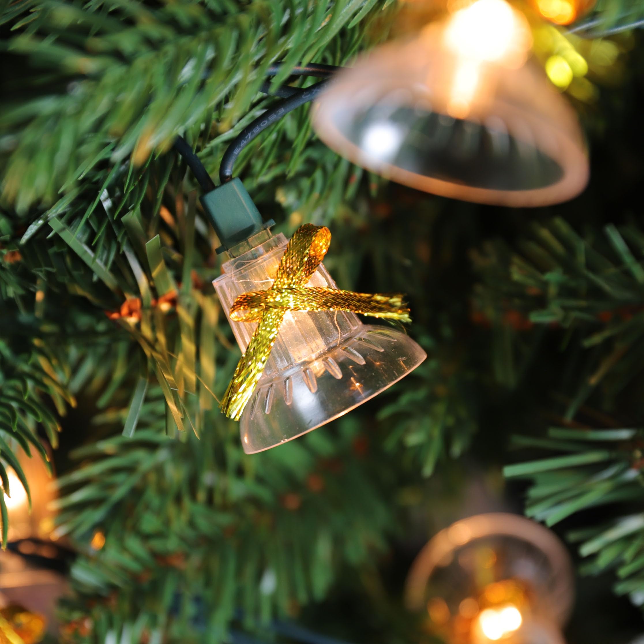 Lamphome 30 Lights Christmas Musical Bell String Lights, 25 Classical Holiday Songs, 7 Functions Clear Incandescent Bulb Green W