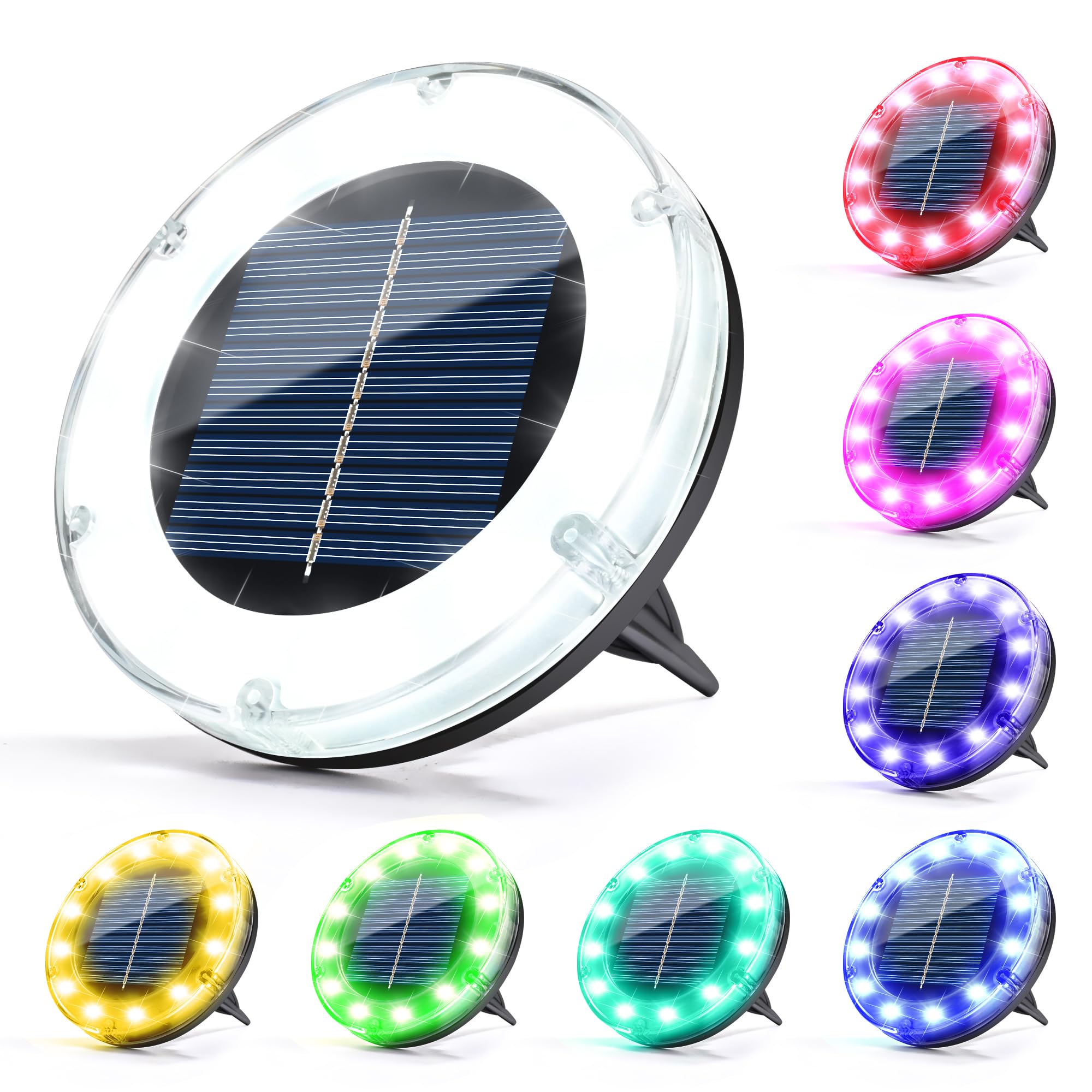 Solpex Color Changing Solar Ground Lights, Solar Garden Lights Outdoor Waterproof, Solar Powered Backyard Decor, Landscape Light