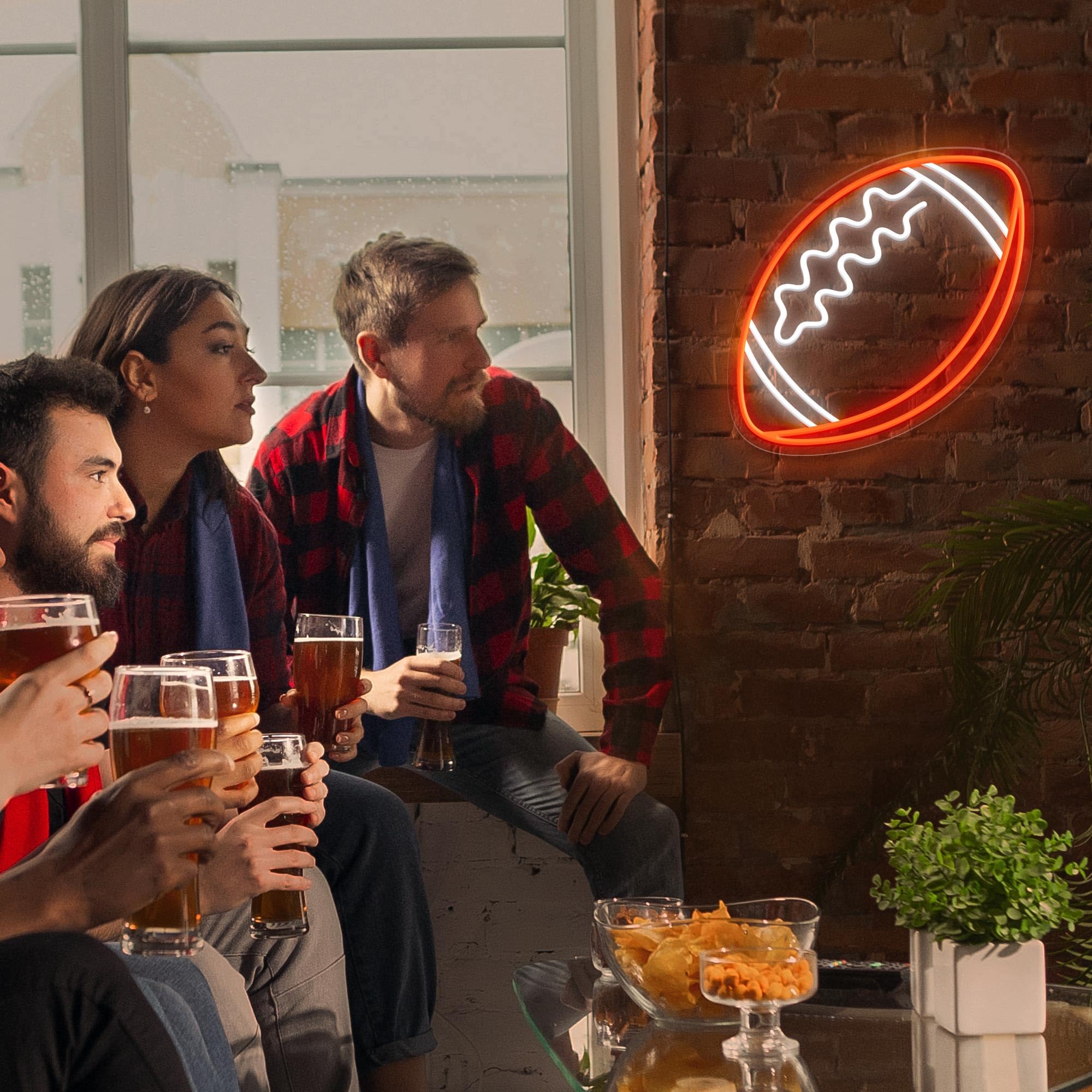 CULOIS Football Neon Sign, 12.6inx12.6in, Orange-Football, LED Light for Wall Decor in Bedrooms and Game Rooms