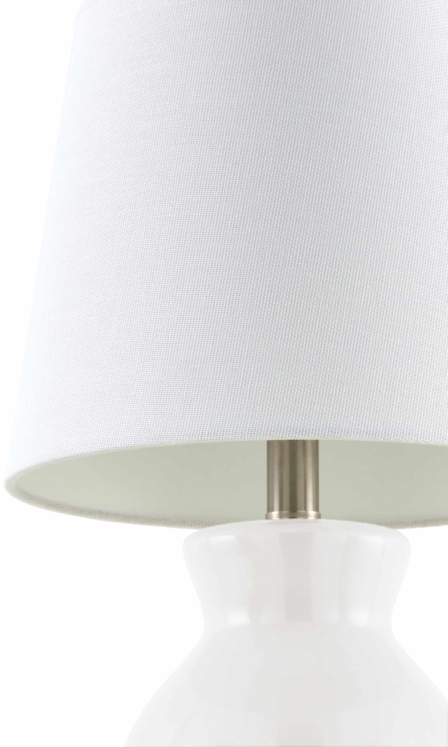 BoutiqueRugs Ceramic Bedside Table Lamp, 15inH, White, Salgareda Design, Cotton Shade, Suitable for Bedroom and Living Room