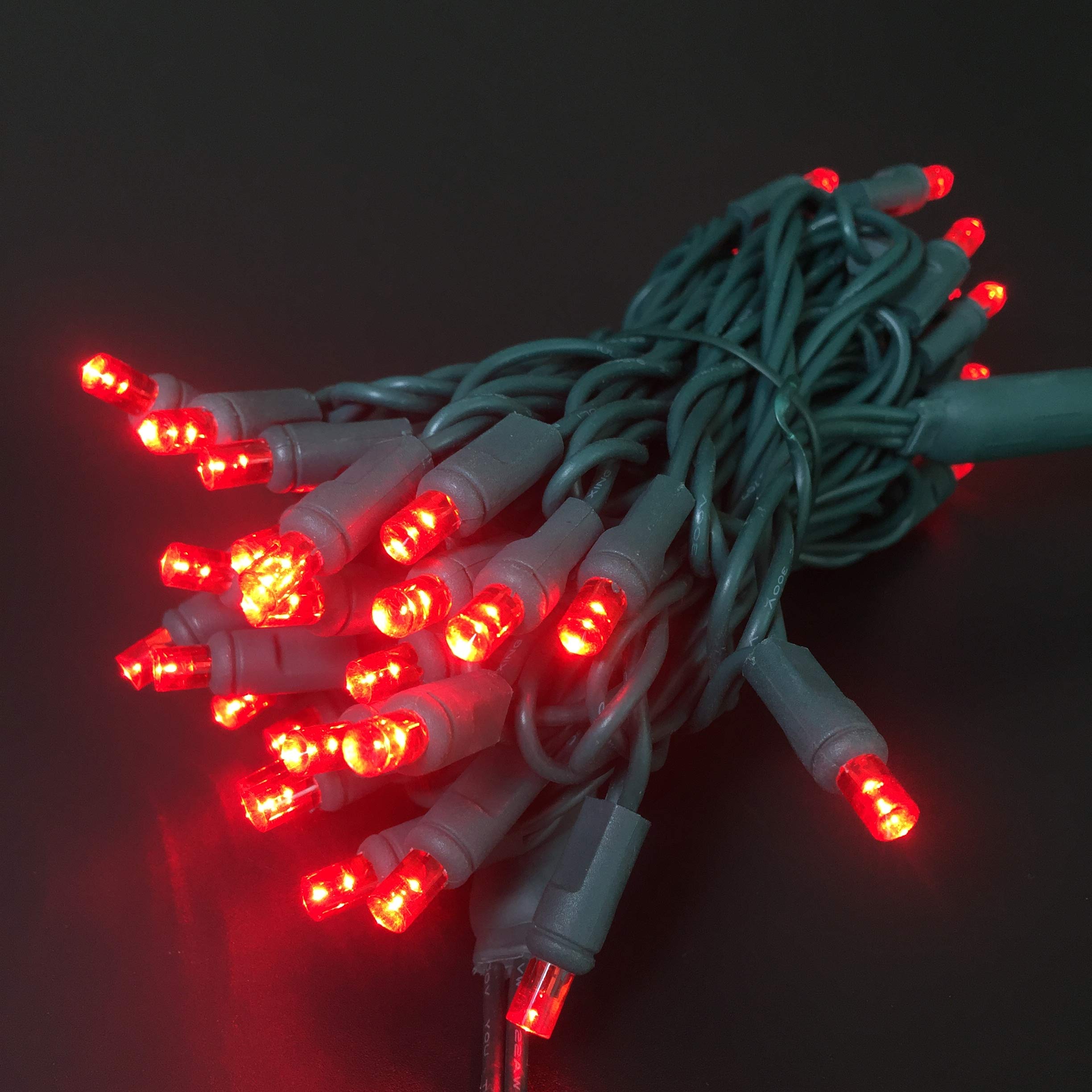 Everfit Lighting LED String Lights, 50 Count, 5mm Red, 17 Feet Green Wire, UL Listed, Outdoor Garden Tree Decorations