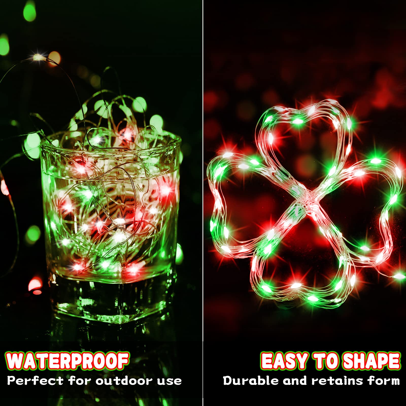 Smacen Led Fairy Lights 100Ft Red And Green Christmas String Lights Indoor Outdoor  Waterproof Copper Wire Starry String Lights Plug In For Wedding Holiday Party  Bedroom  Christmas D?Cor (Red &Green)