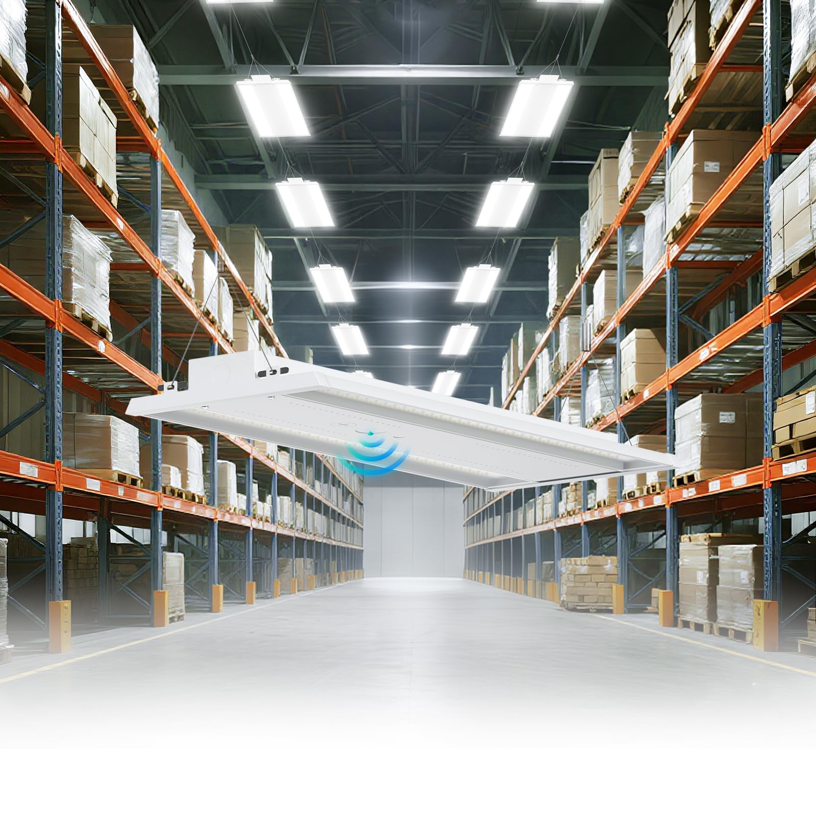 Yxl 210W 4 Pack Motion Sensor Led Linear High Bay Shop Light  Larger Central Lighting Area  45000Lm  120-277V  0-10V  5000K  Commercial Linear High Bay Led Shop Lights For Warehouse Industrial  Ul