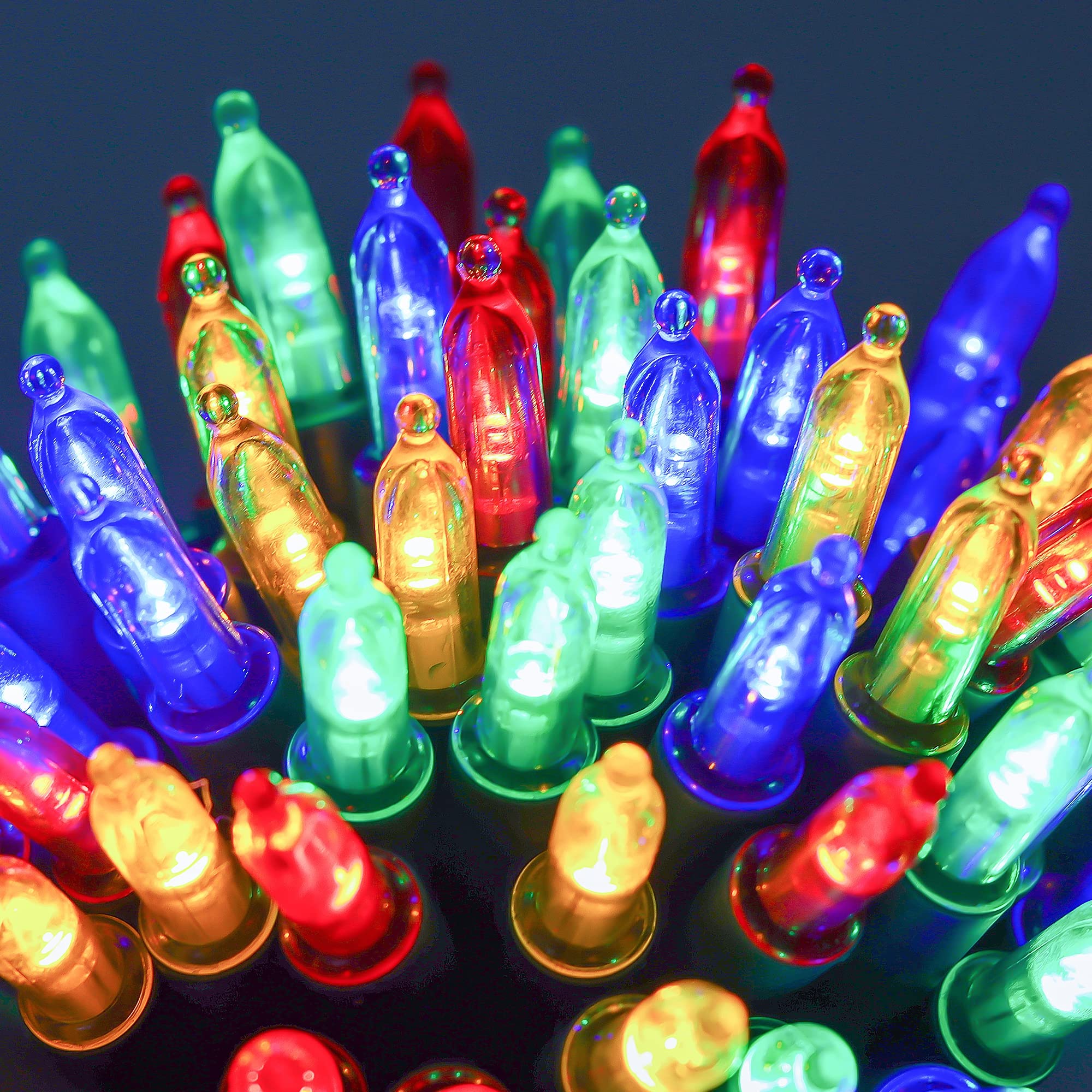 WATERGLIDE 50LED Outdoor Christmas Lights, 16FT Battery Operated, 8 Modes, Waterproof, Multicolor