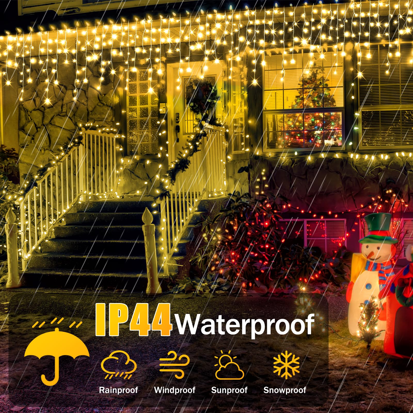 Qhlxjyy 98 Ft Christmas Lights Outdoor Decorations 900 Led 8 Lighting Modes With Timer Memory Waterproof Fairy String Light With 150 Drops Christmas Light For Home Roof Party Holiday Wedding Decor