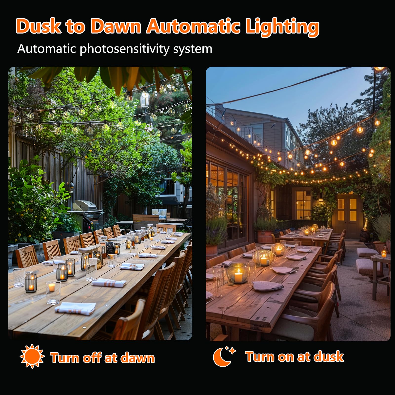Kawaya Solar-Powered String Lights Outside: 31 Ft Outdoor Led Patio Lights With Usb-Charging, Ip65 Waterproof 15 Shatterproof Ed