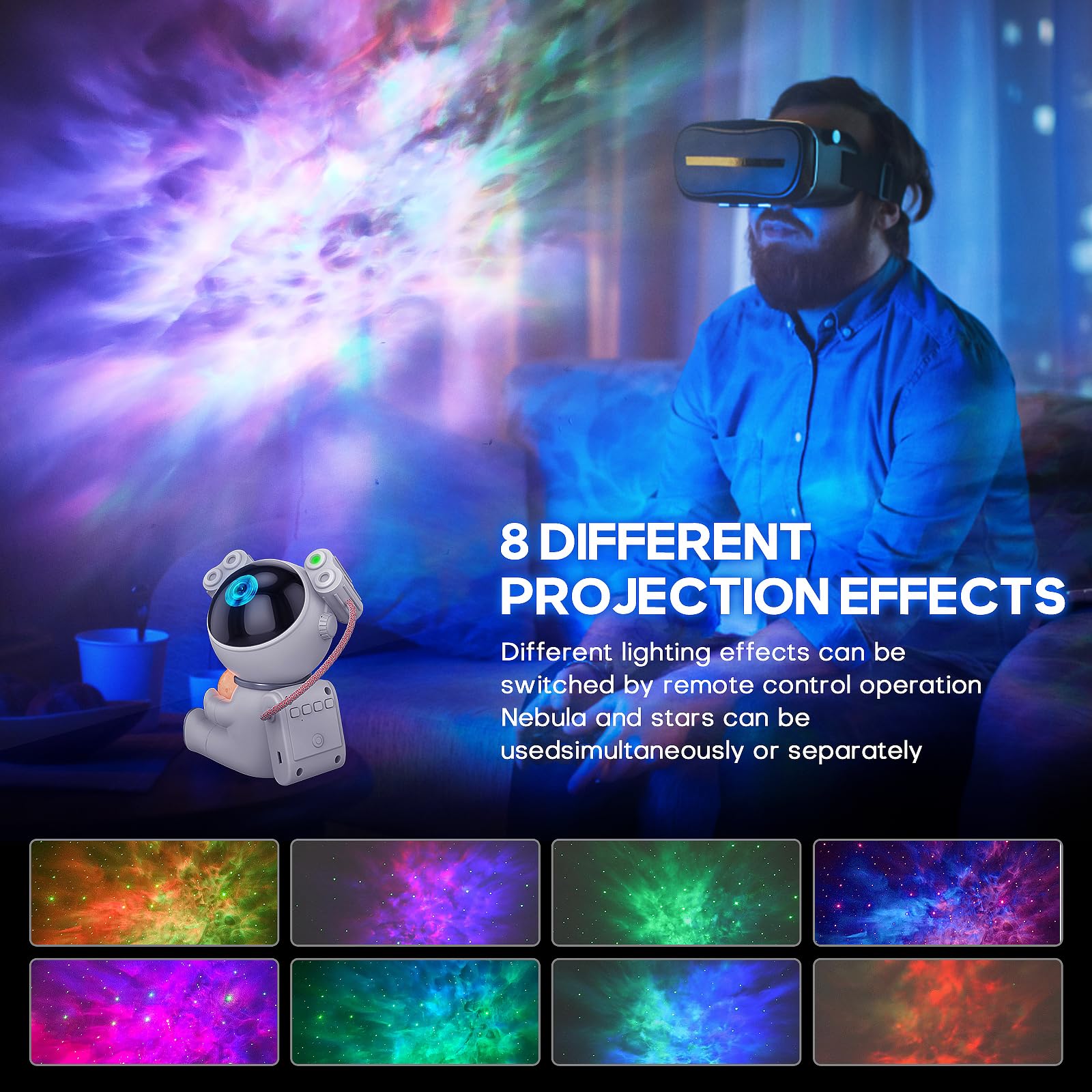 Astronaut Star Projector 2.0, Galaxy Projector For Bedroom, Jkuss Astronaut Light Projector With Moon Lamp, Led Starry Night Lig