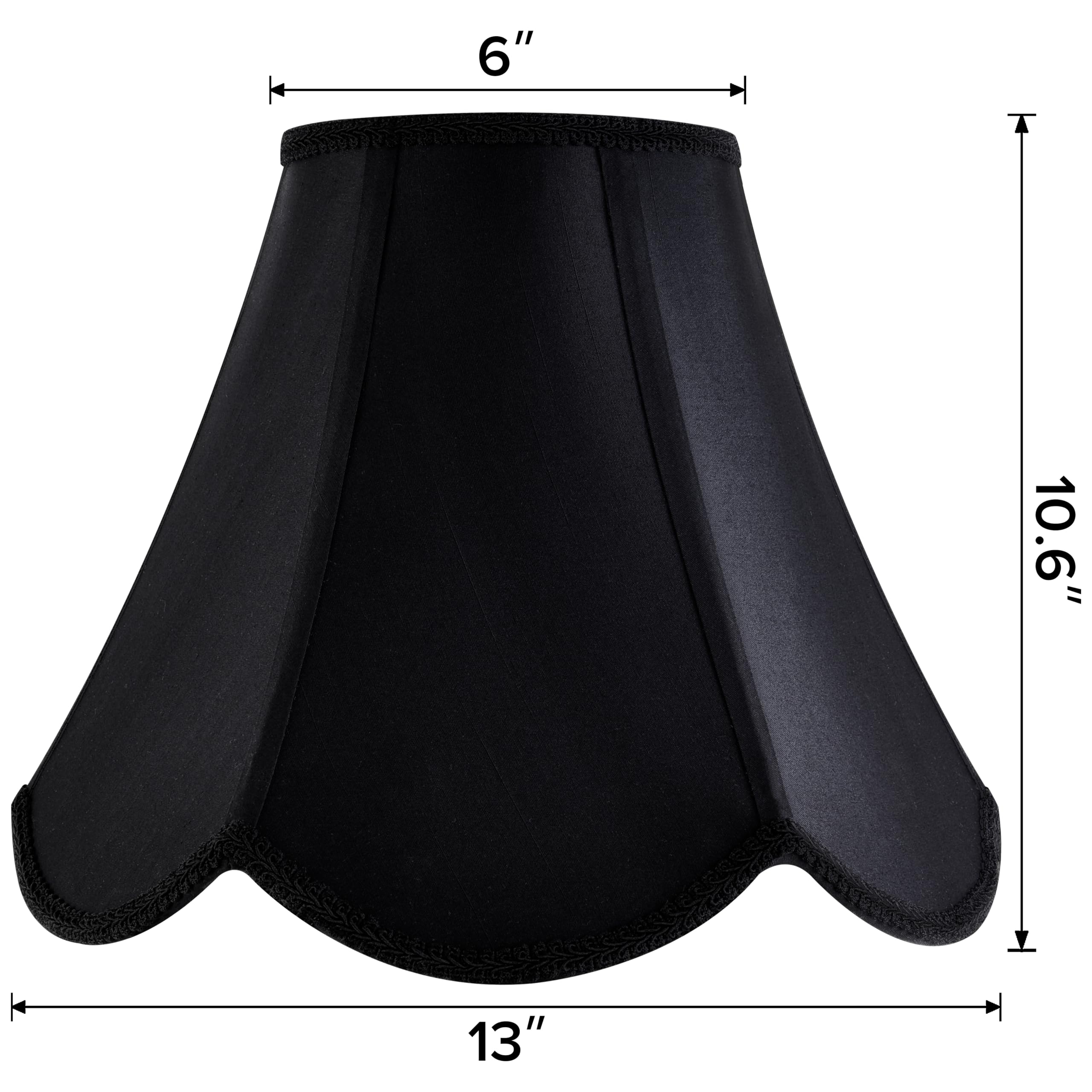 Go&So Black Bell Lamp Shades (Petal Edge Braid) Scalloped Lamp Shade,6''Top X 13''Bottom X 10.6''Vertical Height (Spider) Replac