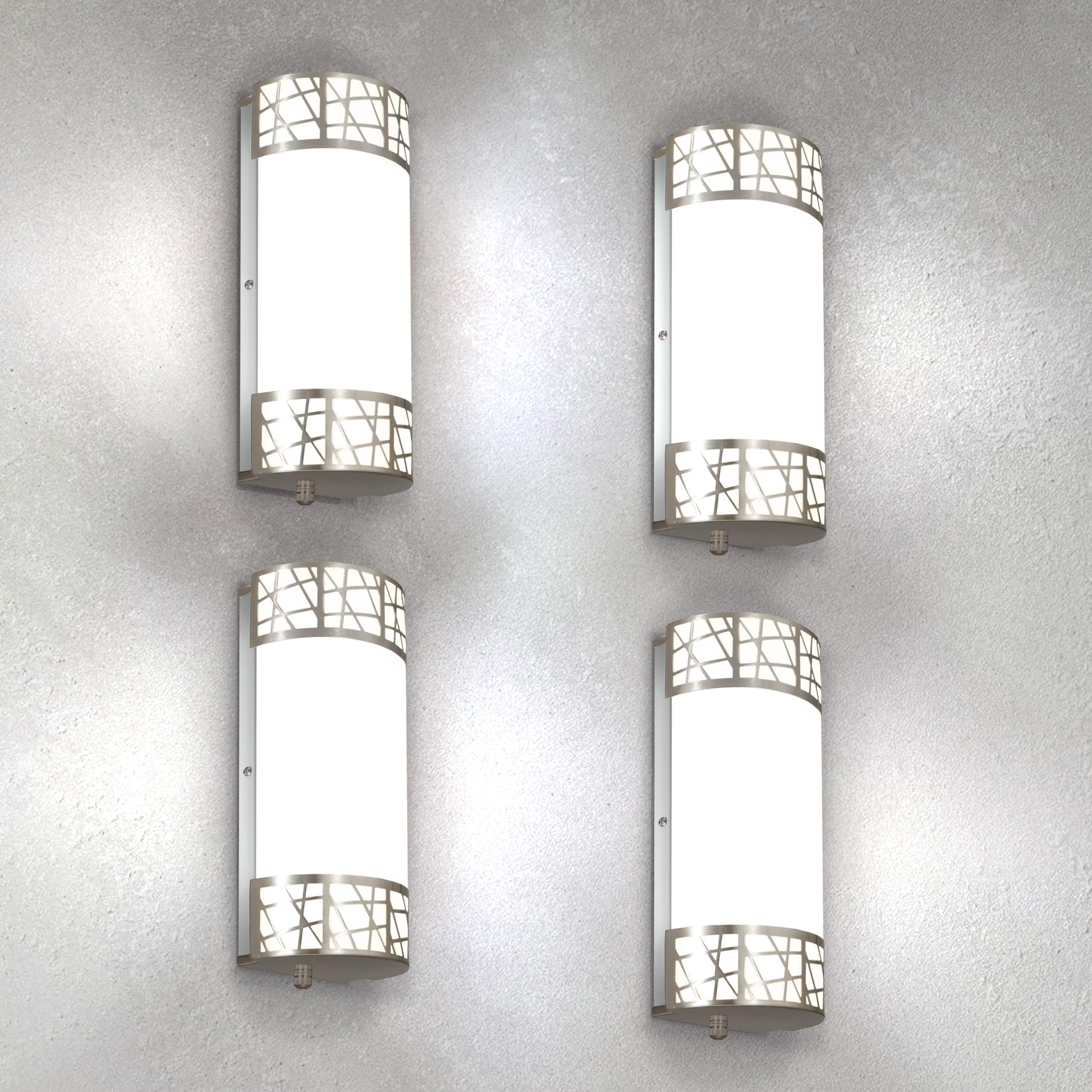ASD 12 Inch LED Indoor Wall Sconce - Brushed Nickel Modern Dimmable 15W 2700K-5000K Adjustable Wall Mounted Light Fixtures  Wall Lights for Bedroom  Bathroom  Living Room  Hallway Decor - ETL 4 Pack