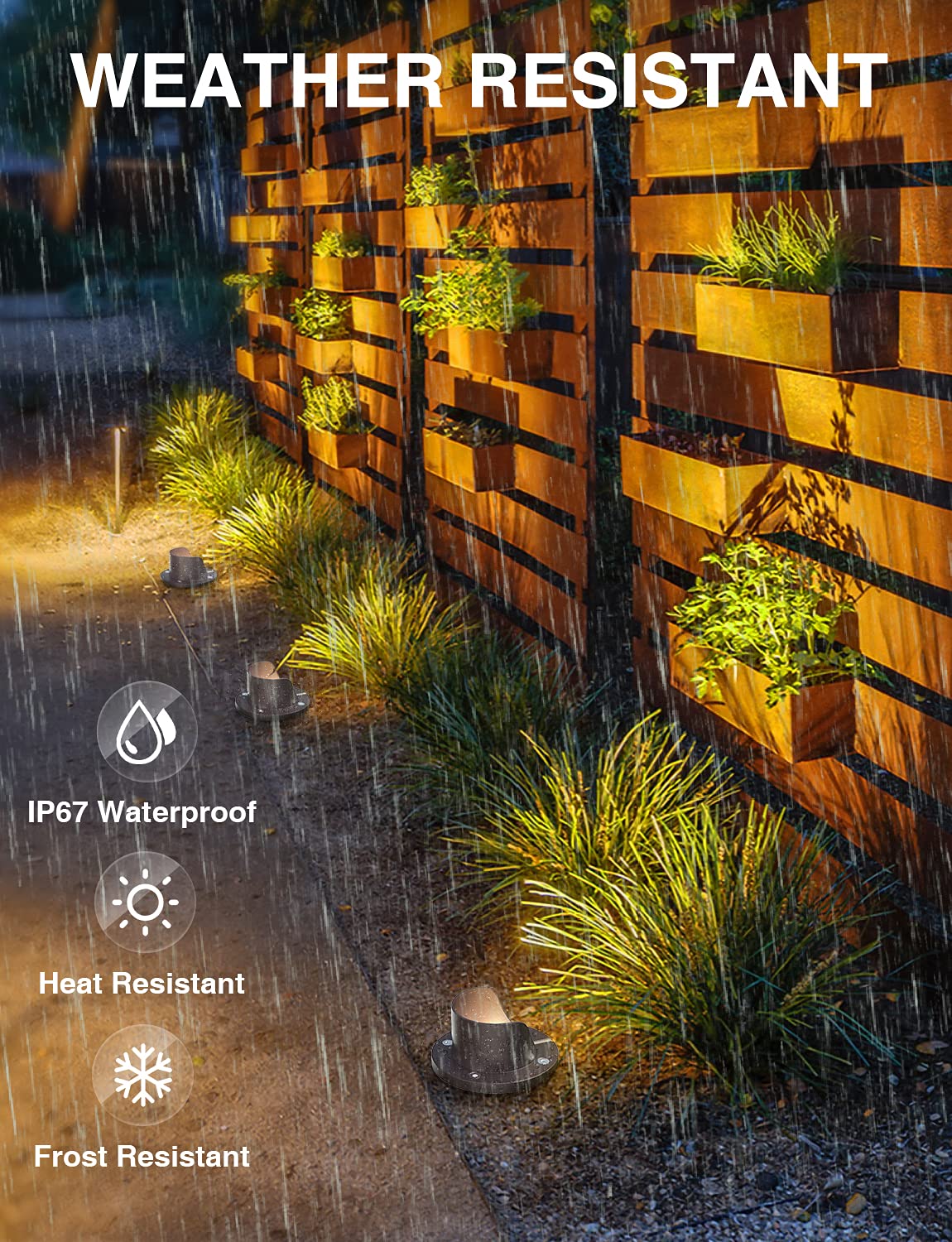 SUNVIE 12W Low Voltage LED Landscape Lights, Waterproof In-Ground Well Lights, Warm White, 6 Pack, Aluminum, for Pathway Garden Deck
