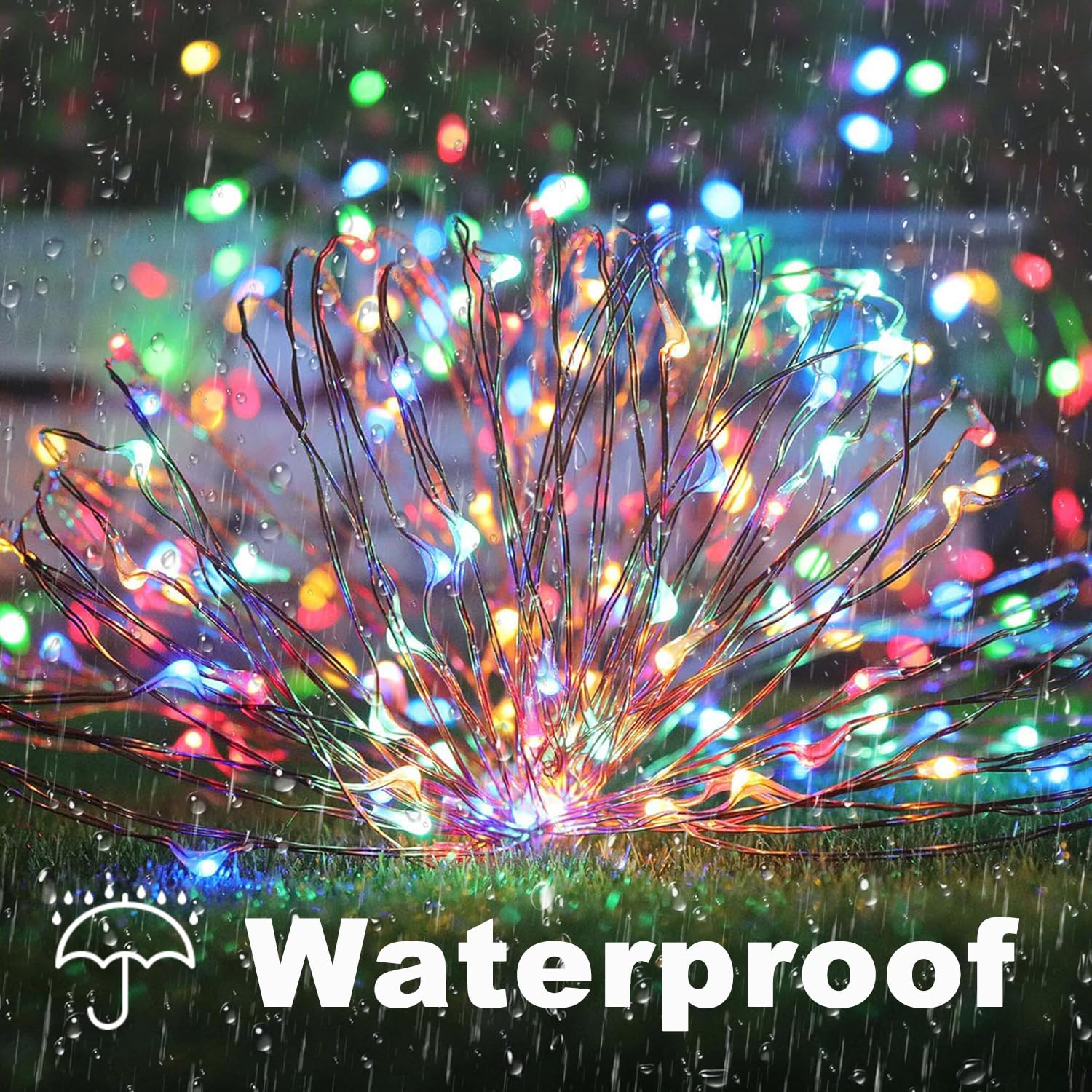 Lomotech Solar String Lights - 66ft 200LED Waterproof Twinkle Lights, 8 Modes, 2 Pack, Multicolor