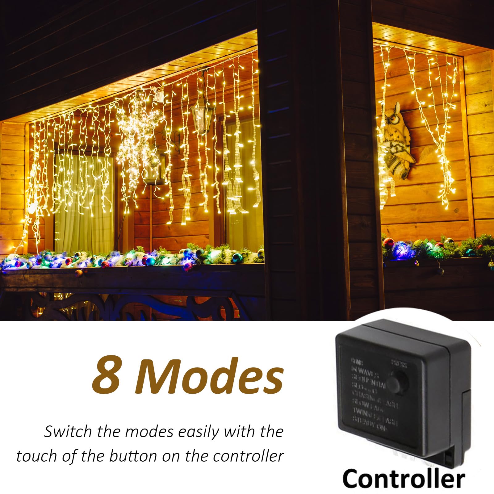 Solhice Led Curtain Lights Outside 40Ft X 3Ft For Backyard, 600 Led Plug In Hanging Fence String Lights Outdoor Waterproof For B