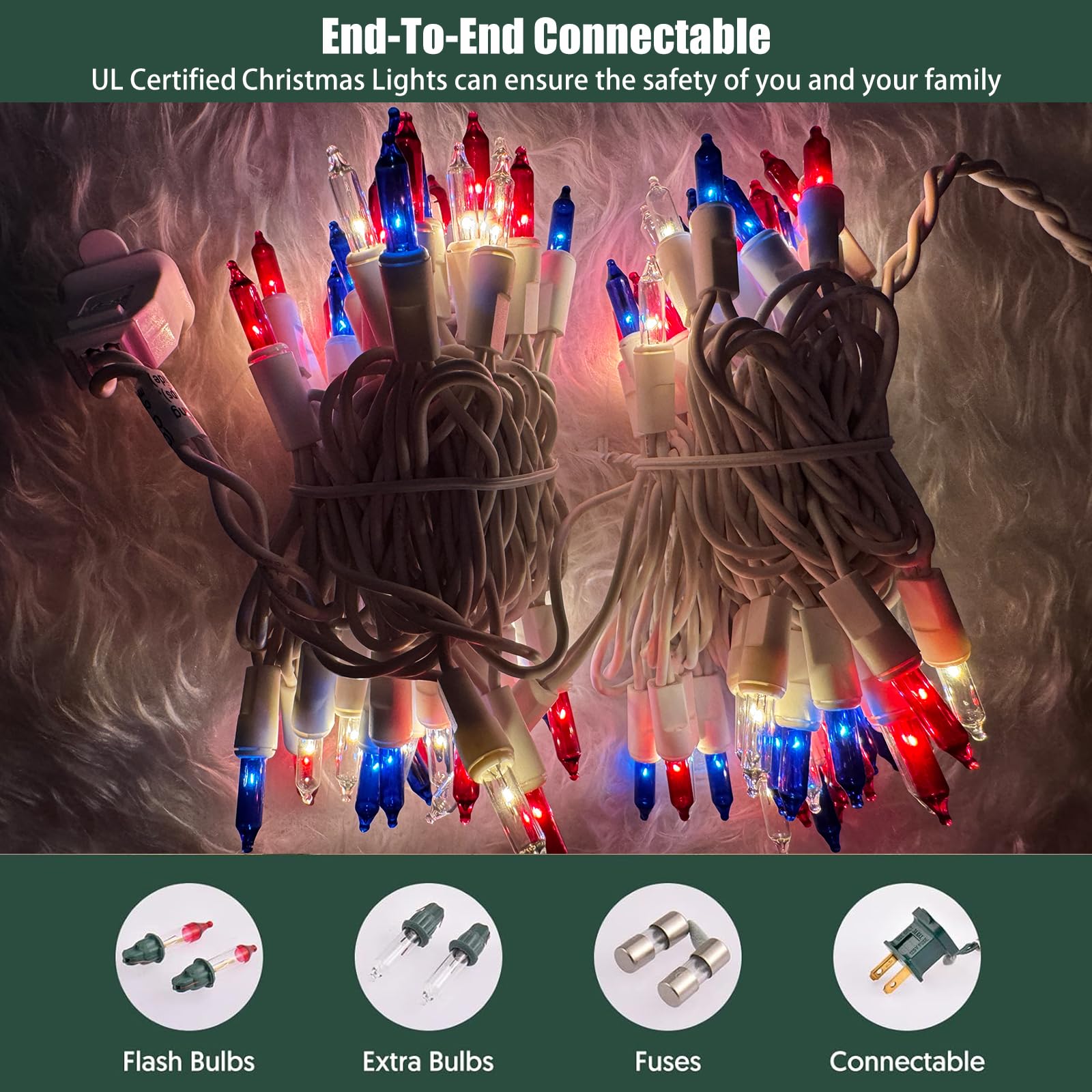 Red White Blue 4Th Of July Patriotic Day Decorations Lights 100 Count Mini String Lights With White Wire For Outdoor Indoor Christmas  Holiday Party  Independence Day Decor Ul Certified (21Feet)