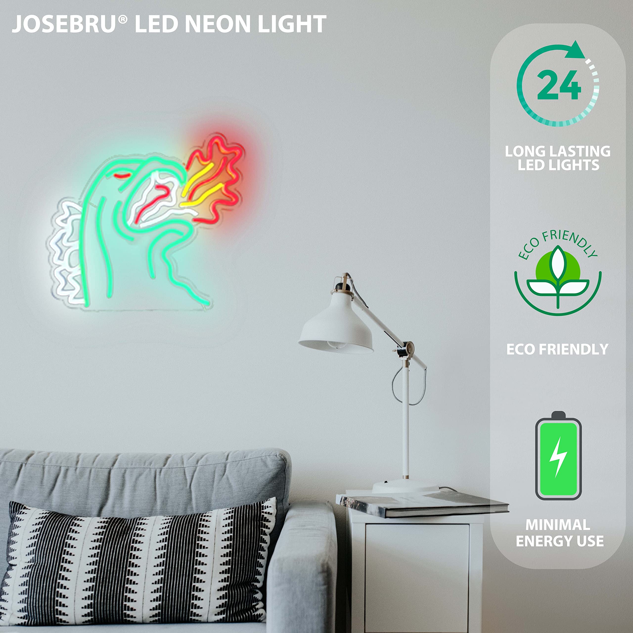 JOSEBRU Neon Light King of The Monster Dimmable LED Sign for Wall Decor, 14.17x13.77 inches, Multicolors, Gaming Room Decor