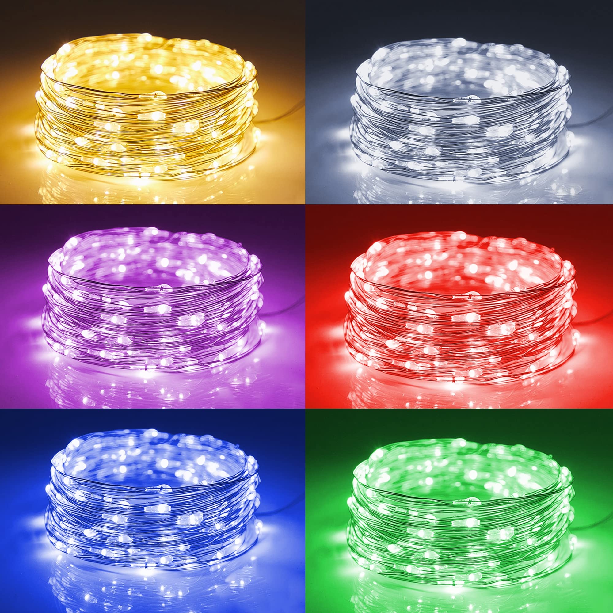 WATERGLIDE 12 Pack Battery Operated Fairy Lights, 6.5ft 20 LED Silver Wire, Waterproof, Multicolor for Wedding & Party Decor