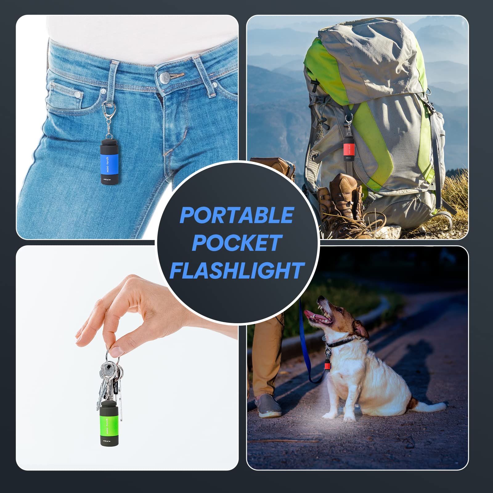 Tileon Mini Keychain Light - Usb Rechargeable Waterproof Flashlights, 3 Pack For Kids & Family