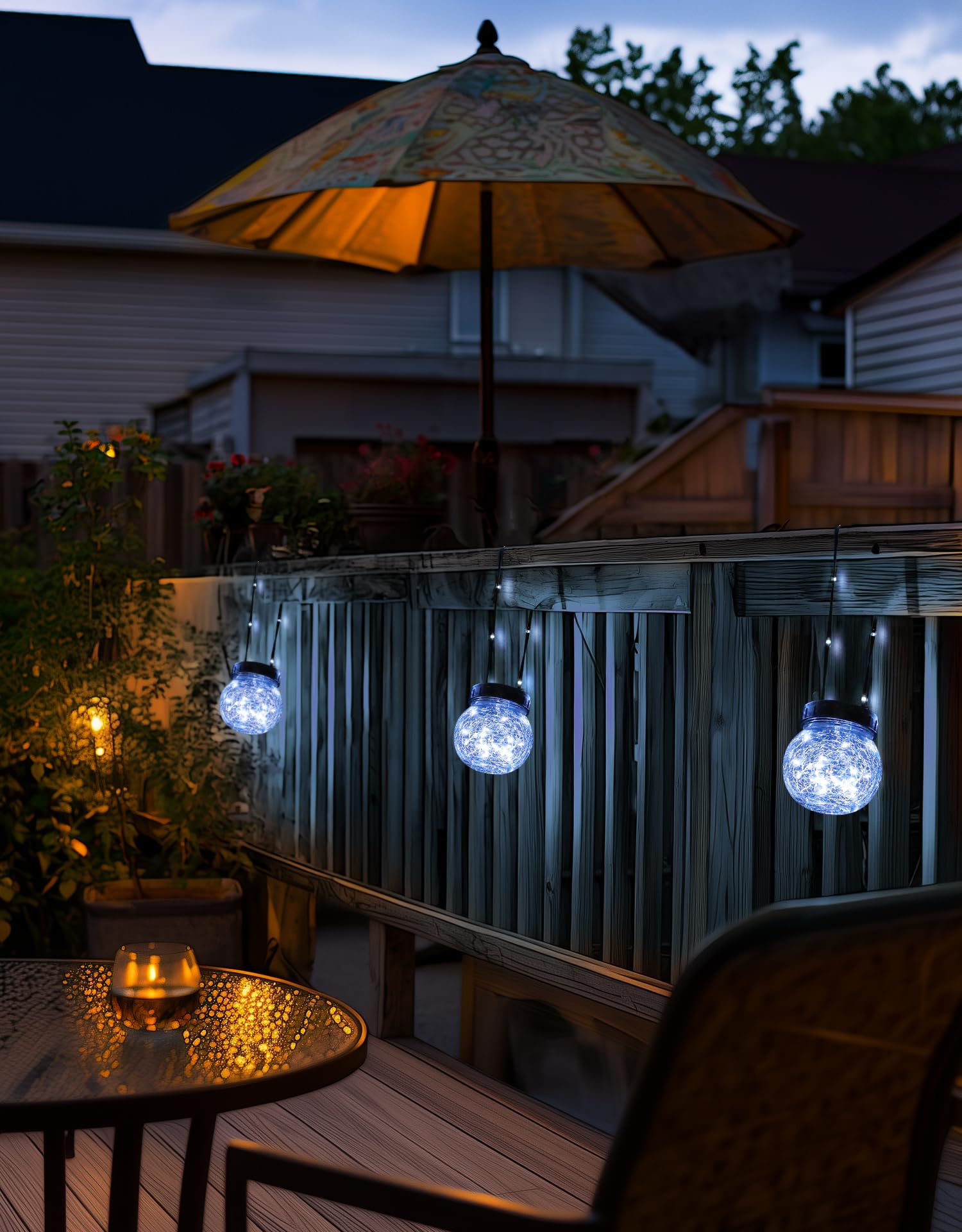 Partphoner Solar Lights Outdoor Waterproof 12-Pack  Solar Powered Hanging Lantern  ed Glass Hanging Globes For Yard Decor Christmas Decoration  Shepherd Hook  Garden Tree Ornaments  Cold White