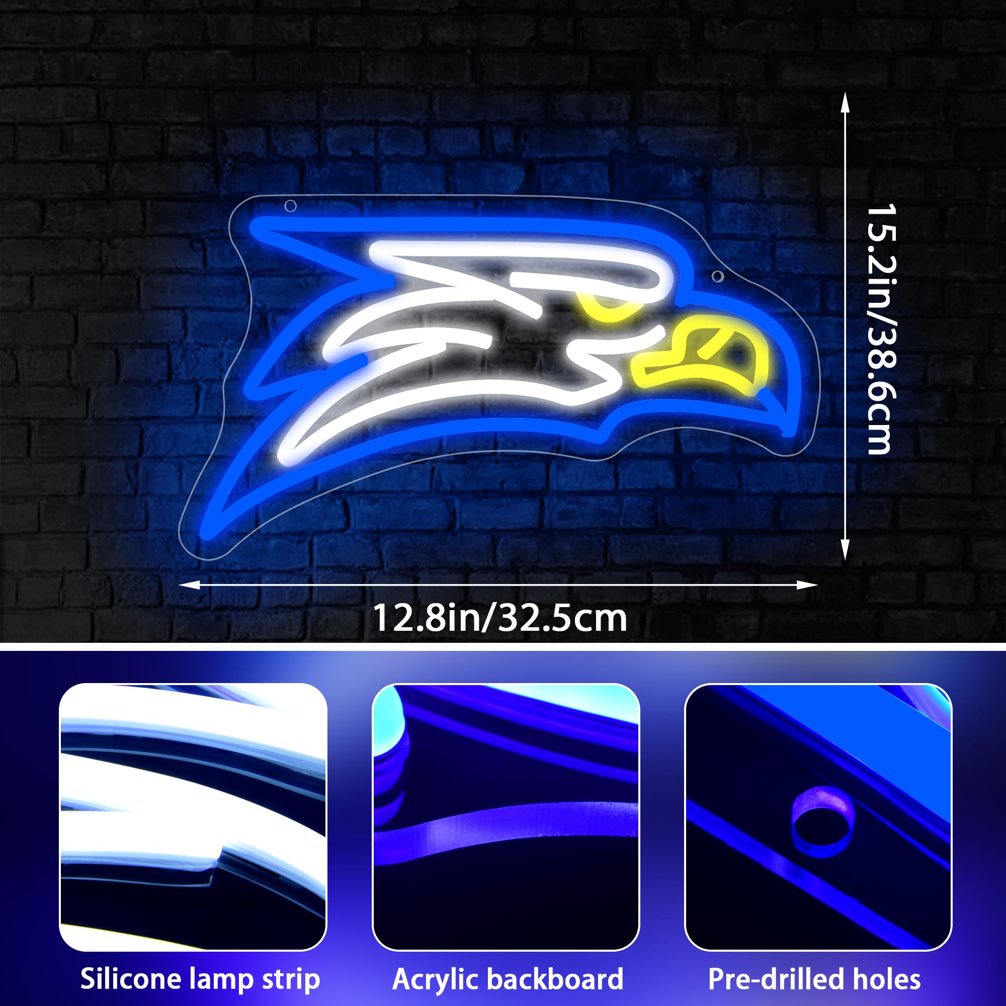 University Neon Sign For Wall Decor University Football Team Logo Led Neon Sign For Man Cave Birthday Gifts For Fans Dimmable Led Neon Light For Party Club Bar Dorm Decor Size14.1 * 7.9In(P154)