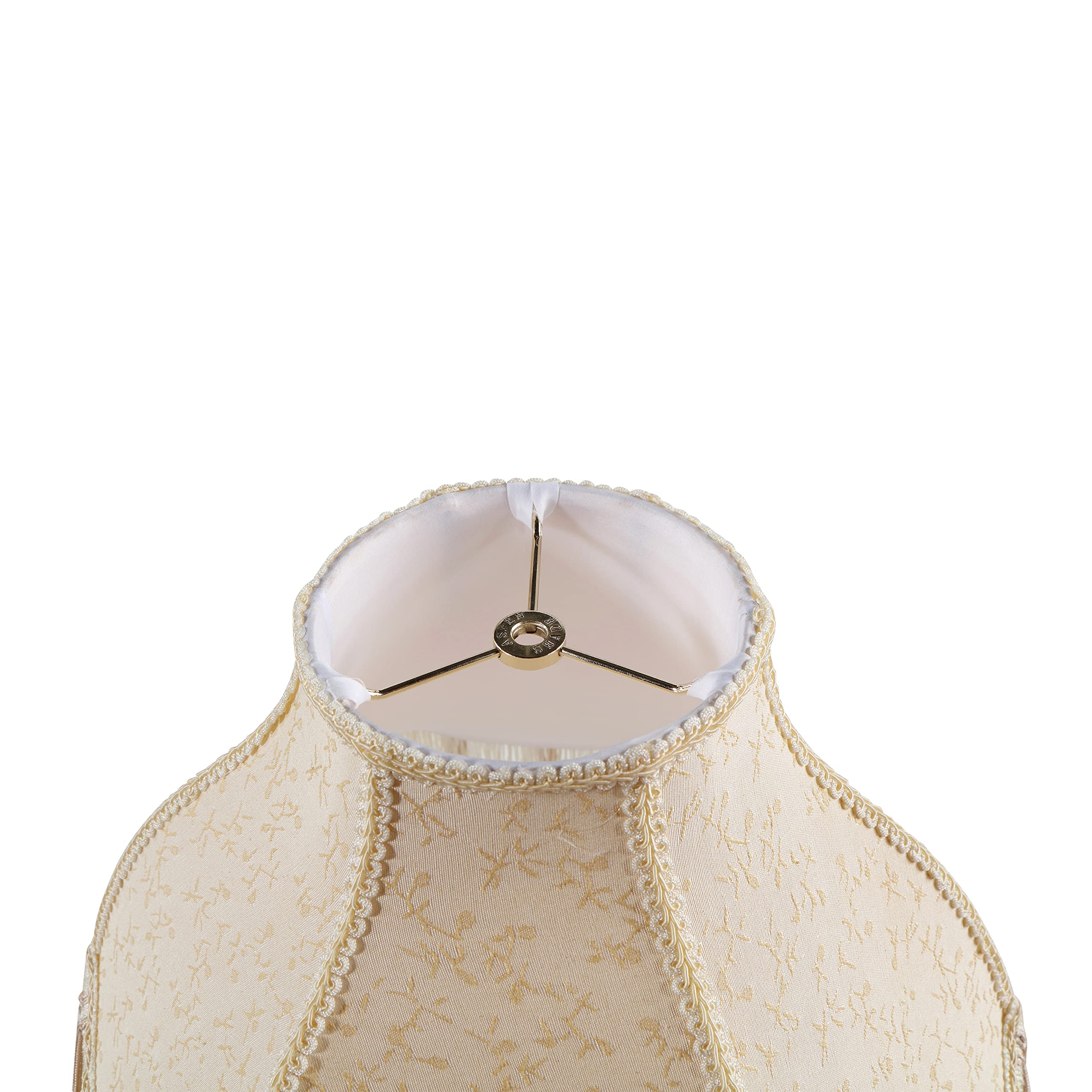 Aspen Creative 30624, Handsewn Scallop Dome Traditional Spider Fringe Lamp Shade/Butter Cream Jacquard Fabric, 6&quot; Top X 17&quot; Bottom X 12&quot; Slant