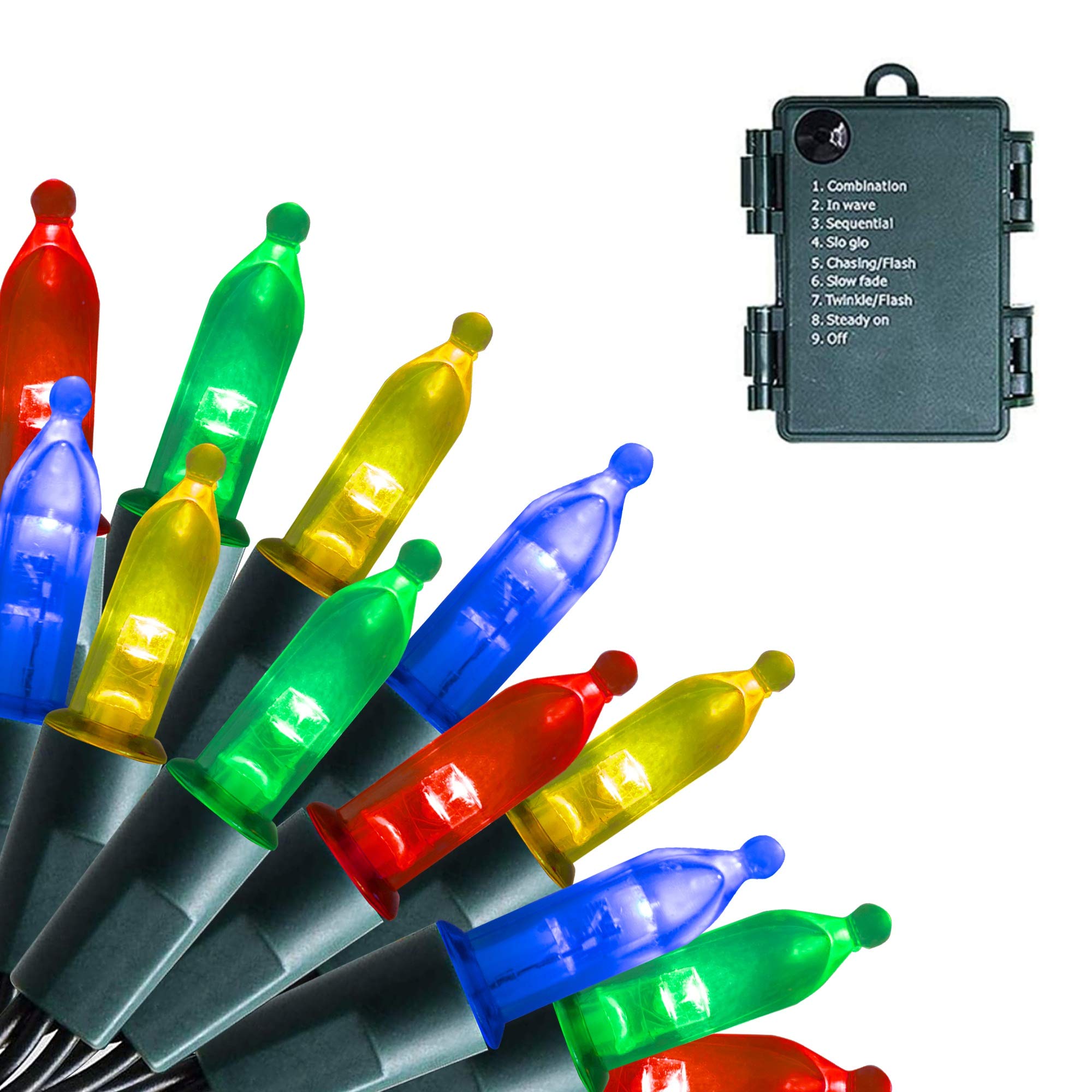 FUNPENY 50 LED Outdoor Christmas Lights, 16 FT Mini String Light with 8 Modes, Waterproof Tree Lights for Indoor Outdoor Patio G