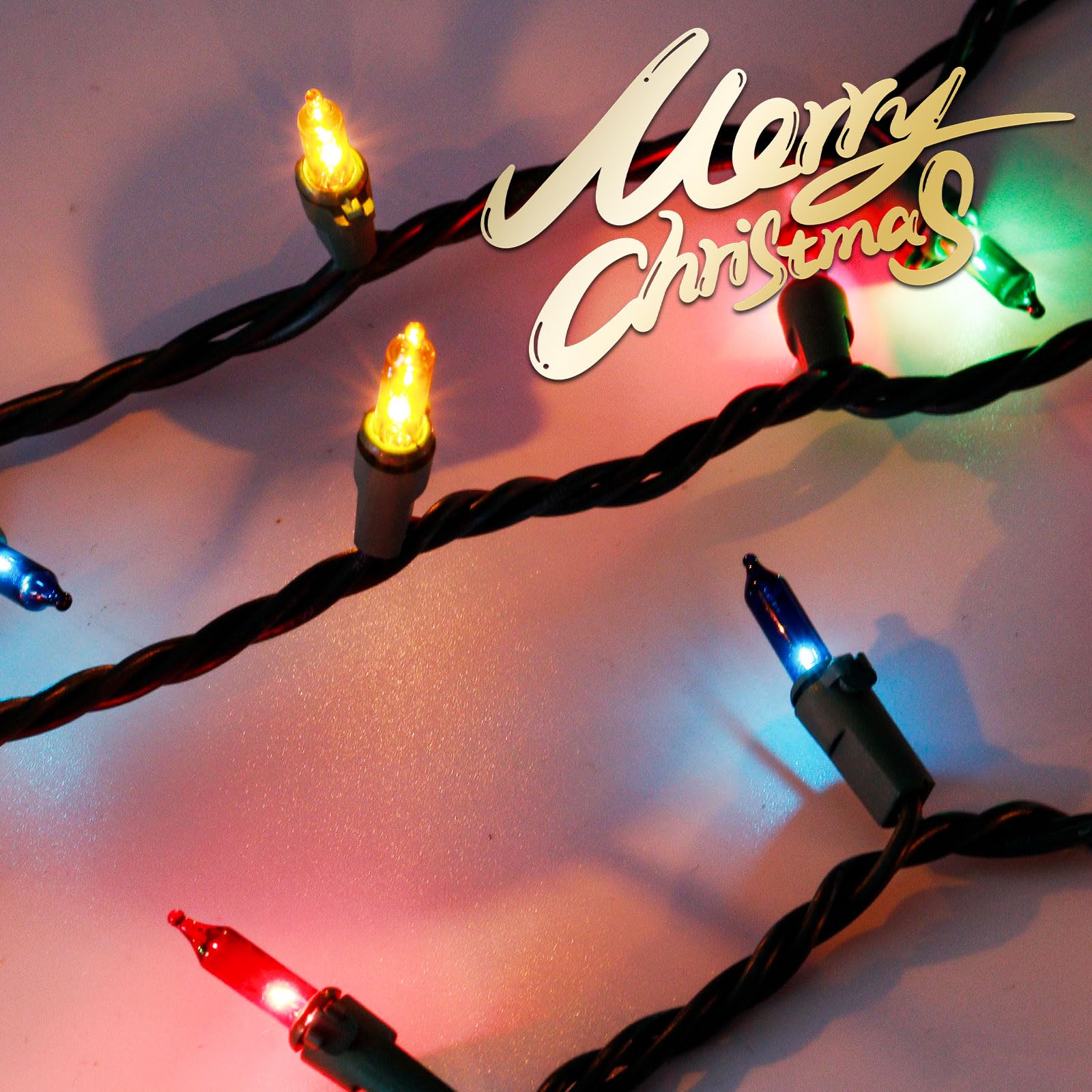 Multicolor Christmas Lights String 50Ft 200 Count Incandescent Bulbs Mini Lights With Green Wire For Christmas Tree, Garland, We