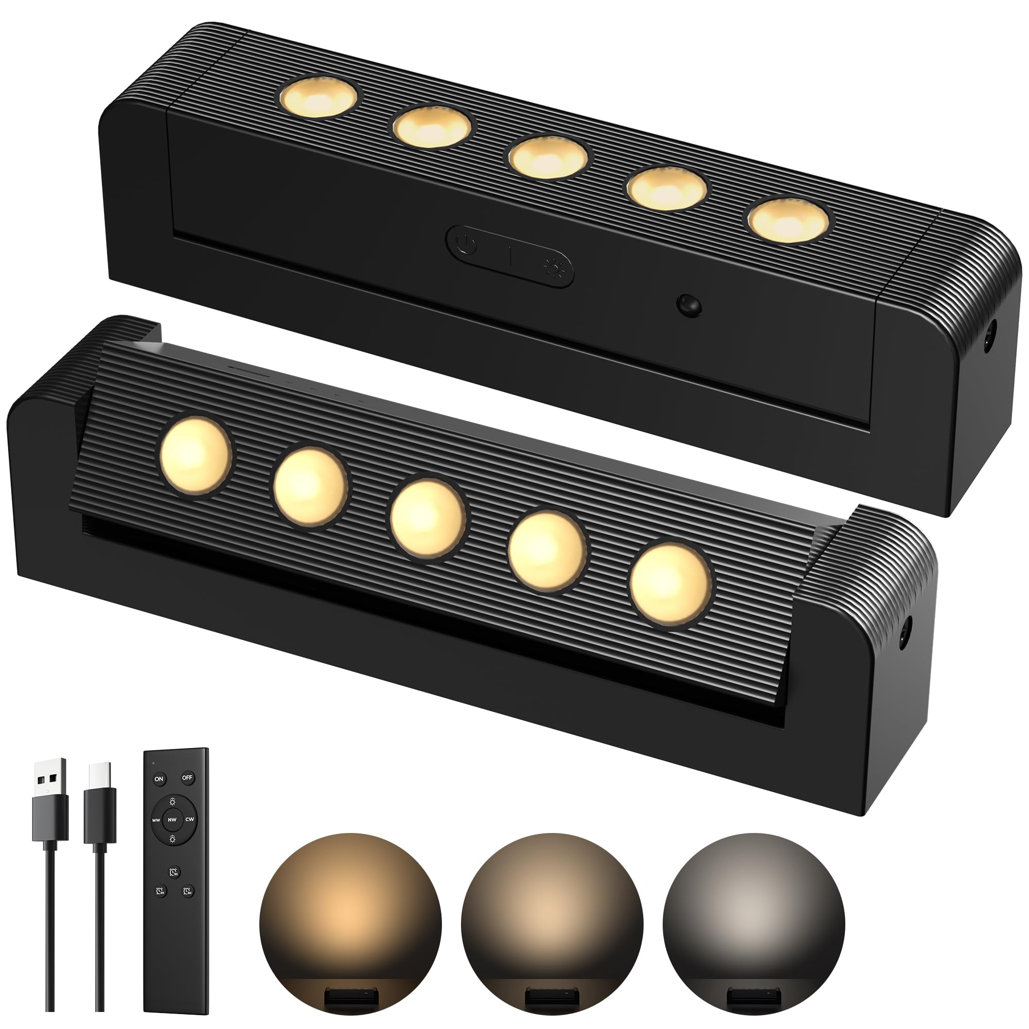 PopoIron Indoor Spotlights with Daily Auto Timer, 5500mAh Rechargeable Picture Lights, Wireless Accent Lighting Dimmable & 3CCT,