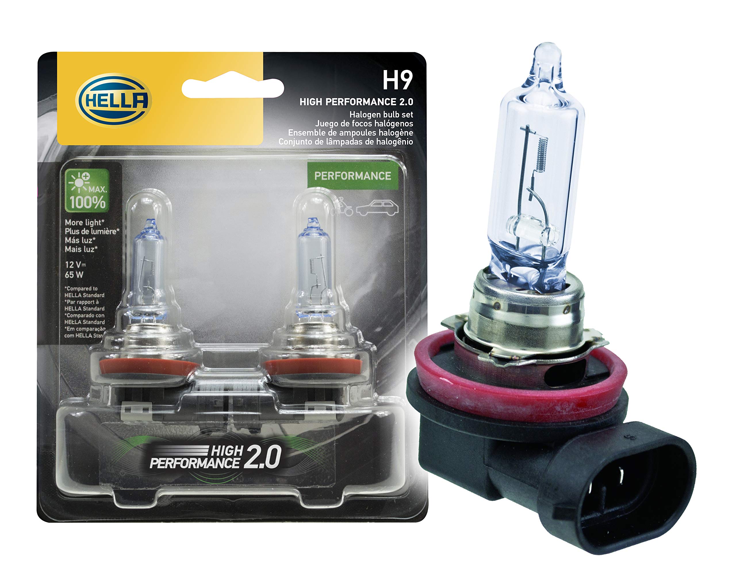 Hella H9 2.0TB High Performance Bulb, 12V, 65W, Clear, 2 Pack