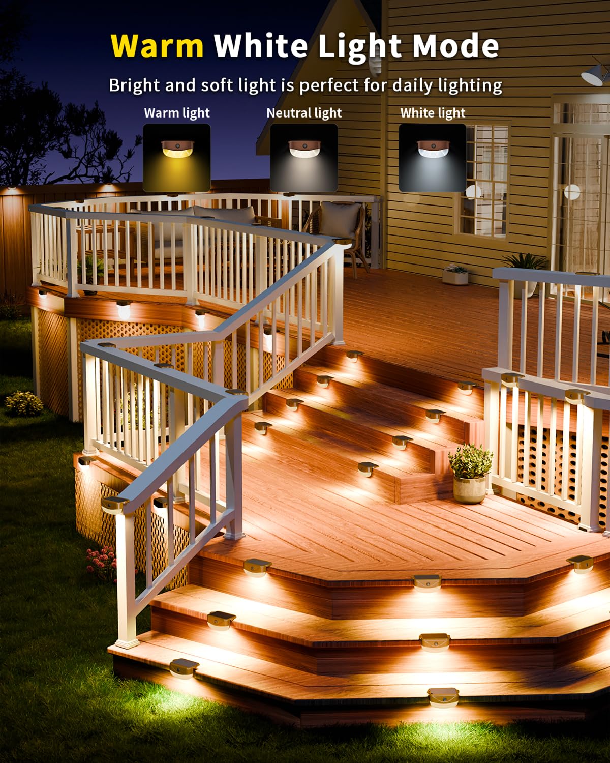Hicotet Solar Fence Lights, 15 Multi Colors, IP67 Waterproof, 50ft, 12 Pack, Brown, Model LNM-WLD-01