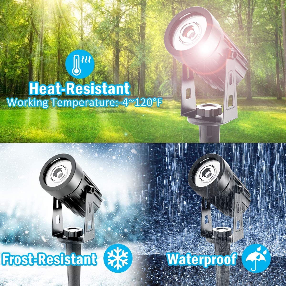T-Sunus Christmas Solar Landscape Spotlights 2 Pack Metal  Outdoor Waterproof Ip65 Blue Spot Lights Separated Panel With 9.8Ft Cable Auto On/Off For Tree Garden Driveway Pathway Pool Halloween