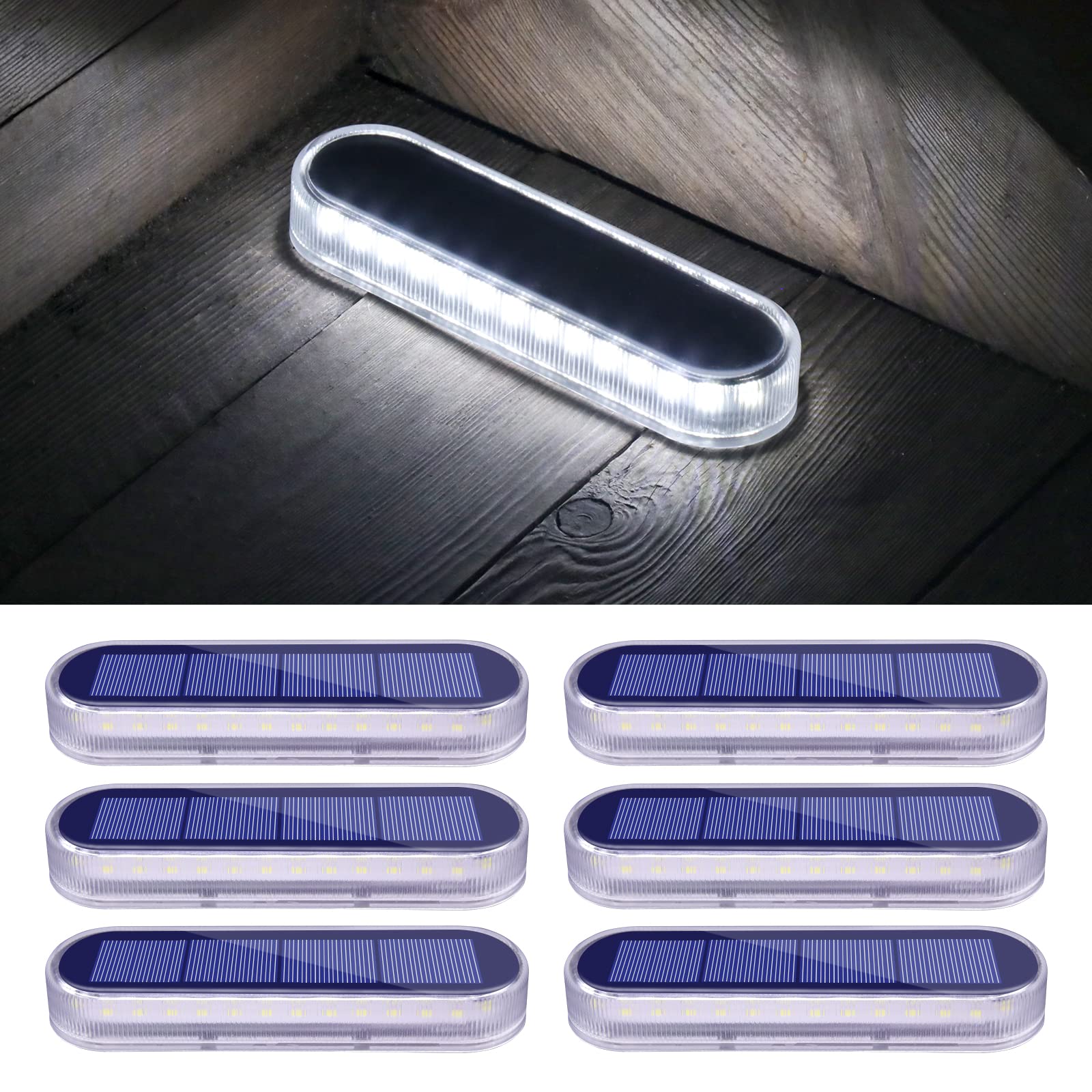 Honalia Solar Driveway Lights Outdoor 6 Pack, Dock Lights Solar Powered Waterproof Ip68, Solar Deck Lights Cool White Driveway Markers Concrete Step Lights For Driveway Deck Stairs Marine Dock Runway