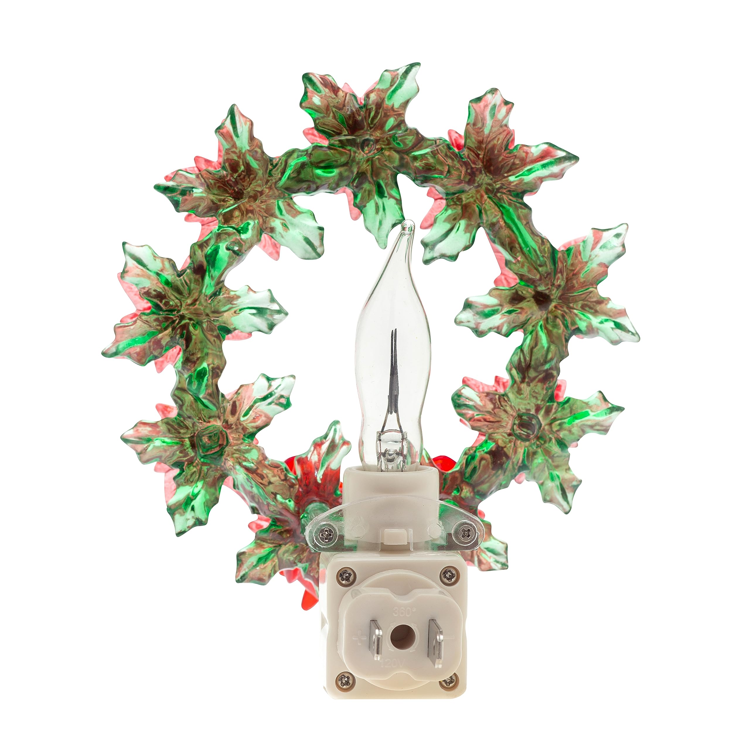 Creative Hobbies Holiday Wreath Night Light - Includes Rotational Socket With On/Off Switch
