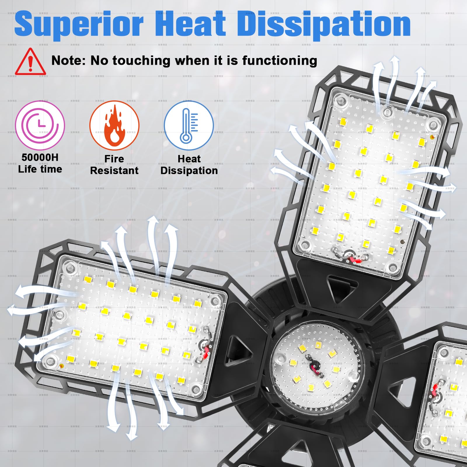 Aoretic Led Garage Lights Bulb 2 Pack - 120W, 12000Lm 6500K Led Shop Light With 4+1 Deformable Panels, Basement Barn Light, E26/