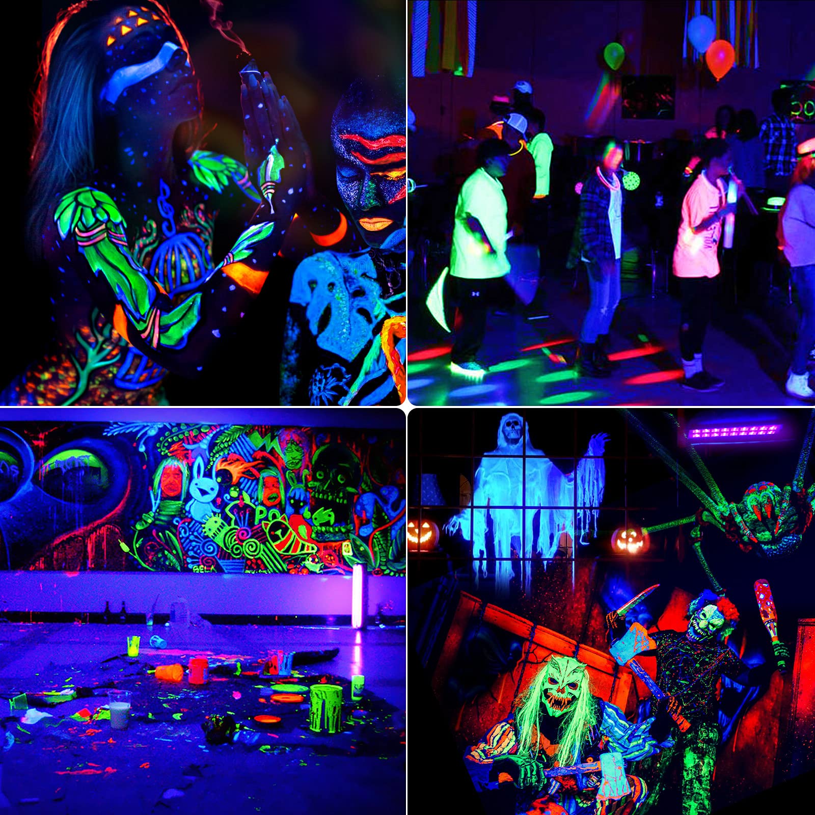 Oppsk Black Lights, 54W 18Leds Powerful Black Light Bar Glow In The Dark Party Supplies For Blacklights Party Body Paint Birthday Halloween Christmas Stage Lighting