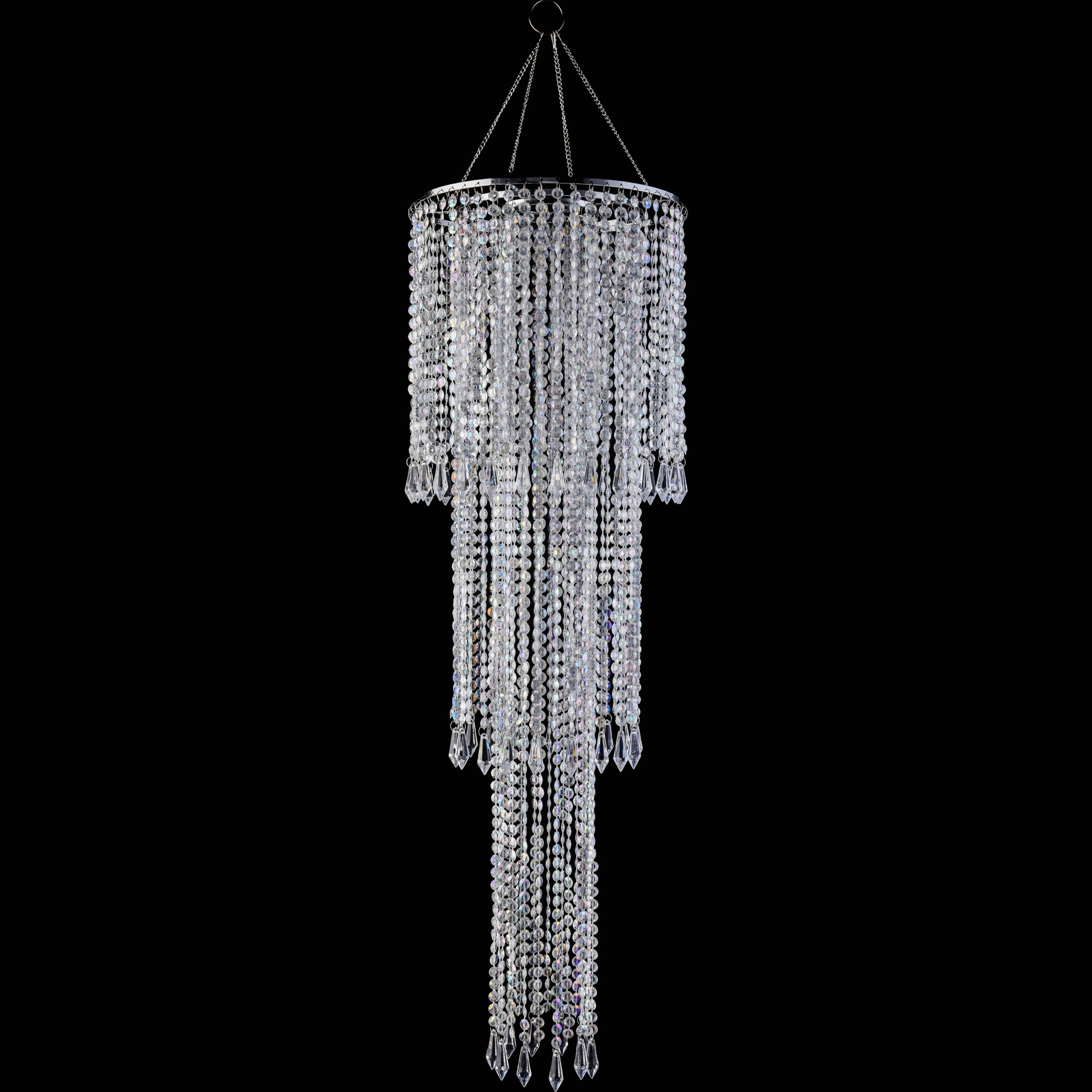 Plug-in 3 Light Crystal Hanging Pendant Lights Acrylic Chandelier with Clear Cord & On/Off Switch H19 D19 for Kitchen Island Gir